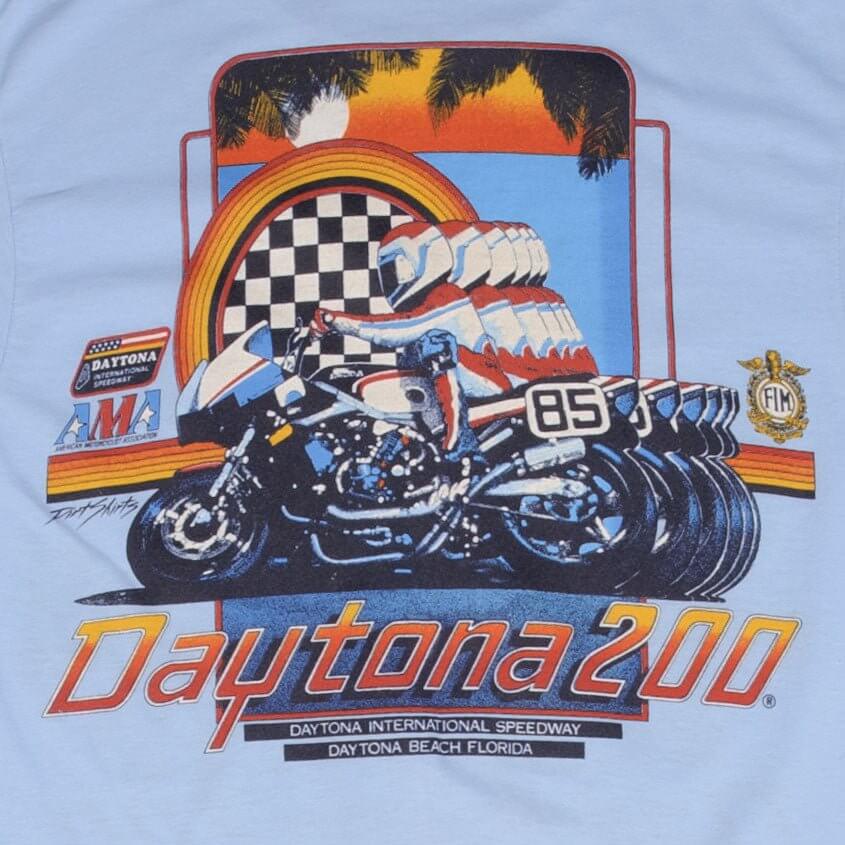 Vintage Ama Daytona 200 Early 1980S Anvil Tee Shirt Size Small Made In USA With Single Stitch Sleeves