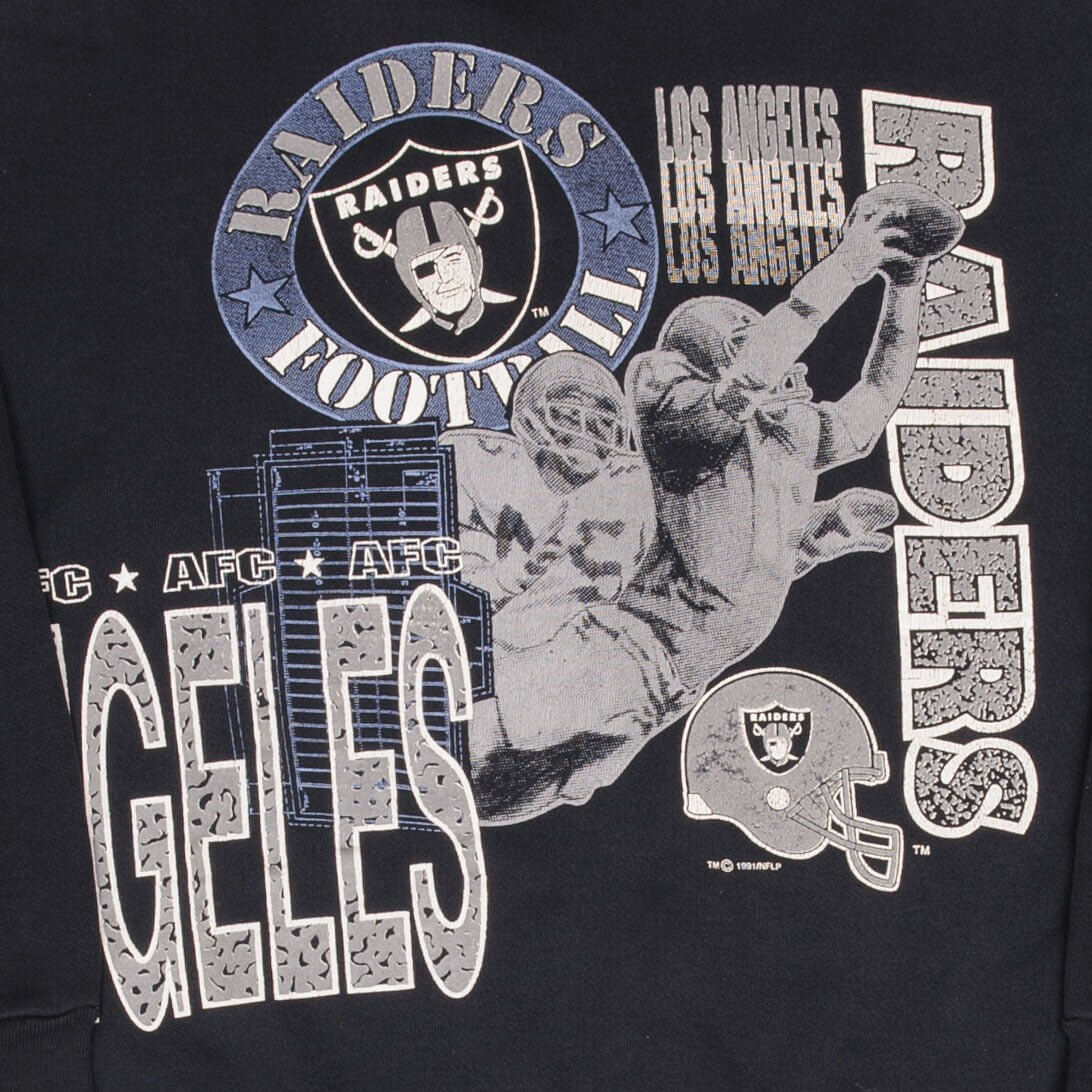 Vintage Nfl Los Angeles Raiders All Over Print 1991 Sweatshirt Size Large Made In Usa