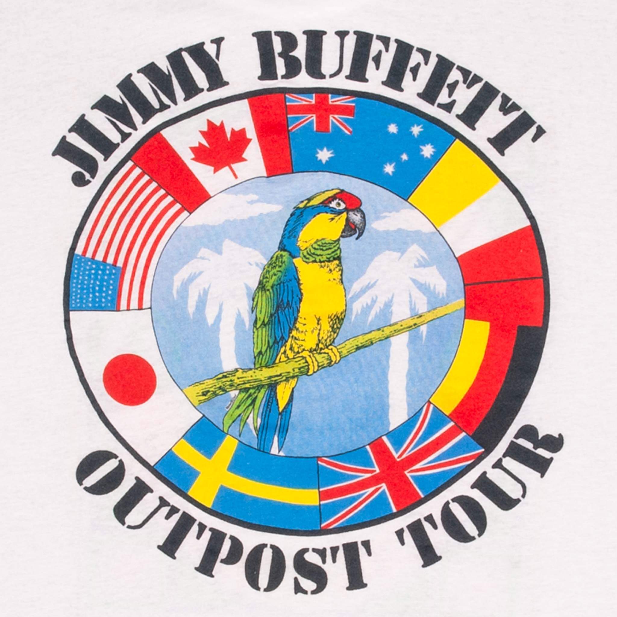 Vintage Jimmy Buffett Outpost Tour 1991 Tee Shirt Size Large Made In Usa With Single Stitch Sleeves
