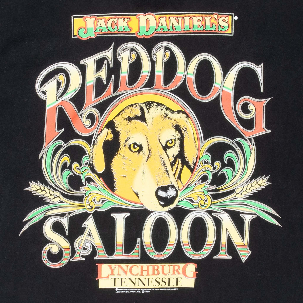 Vintage Jack Daniels Reddog Saloon Lynchburg Tennessee Black Tee Shirt 1990 Size Large Made In Usa