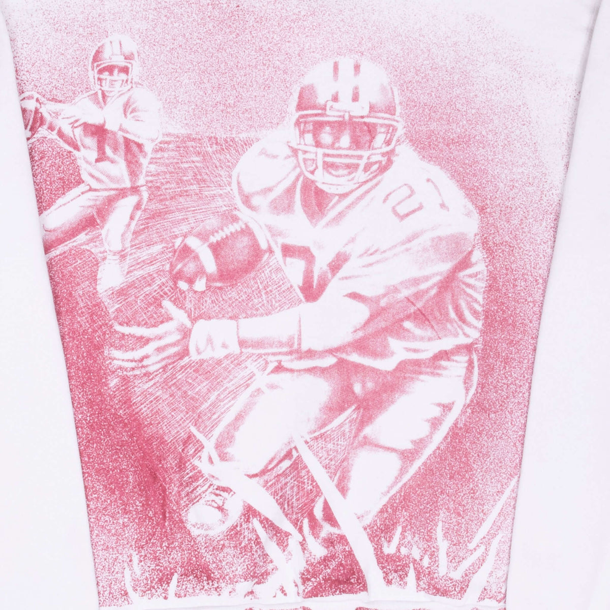 Close-up of cardinal football player graphic on back of USC Trojans sweatshirt