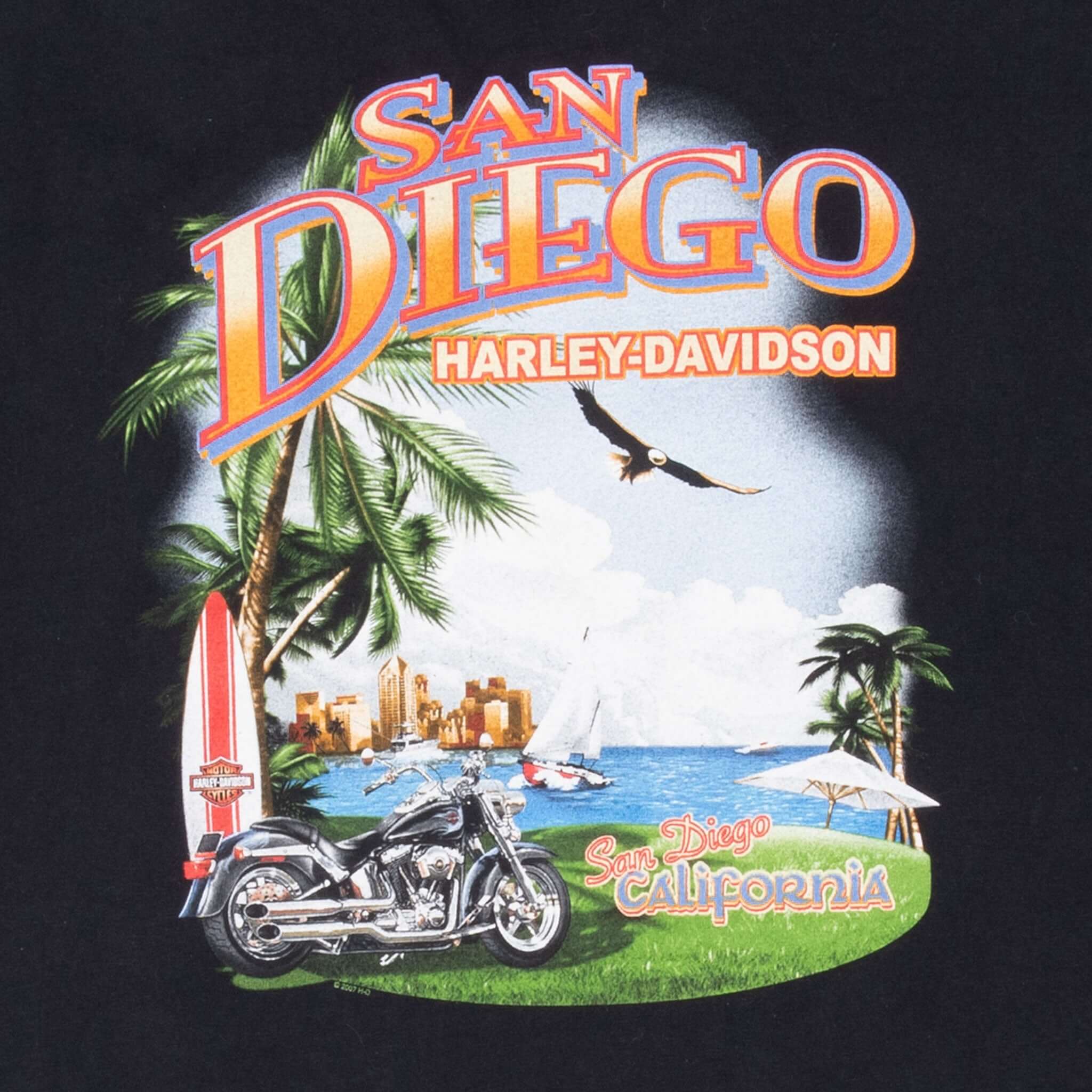 Vintage Harley Davidson San Diego California Black Tee Shirt 2008 Size XL