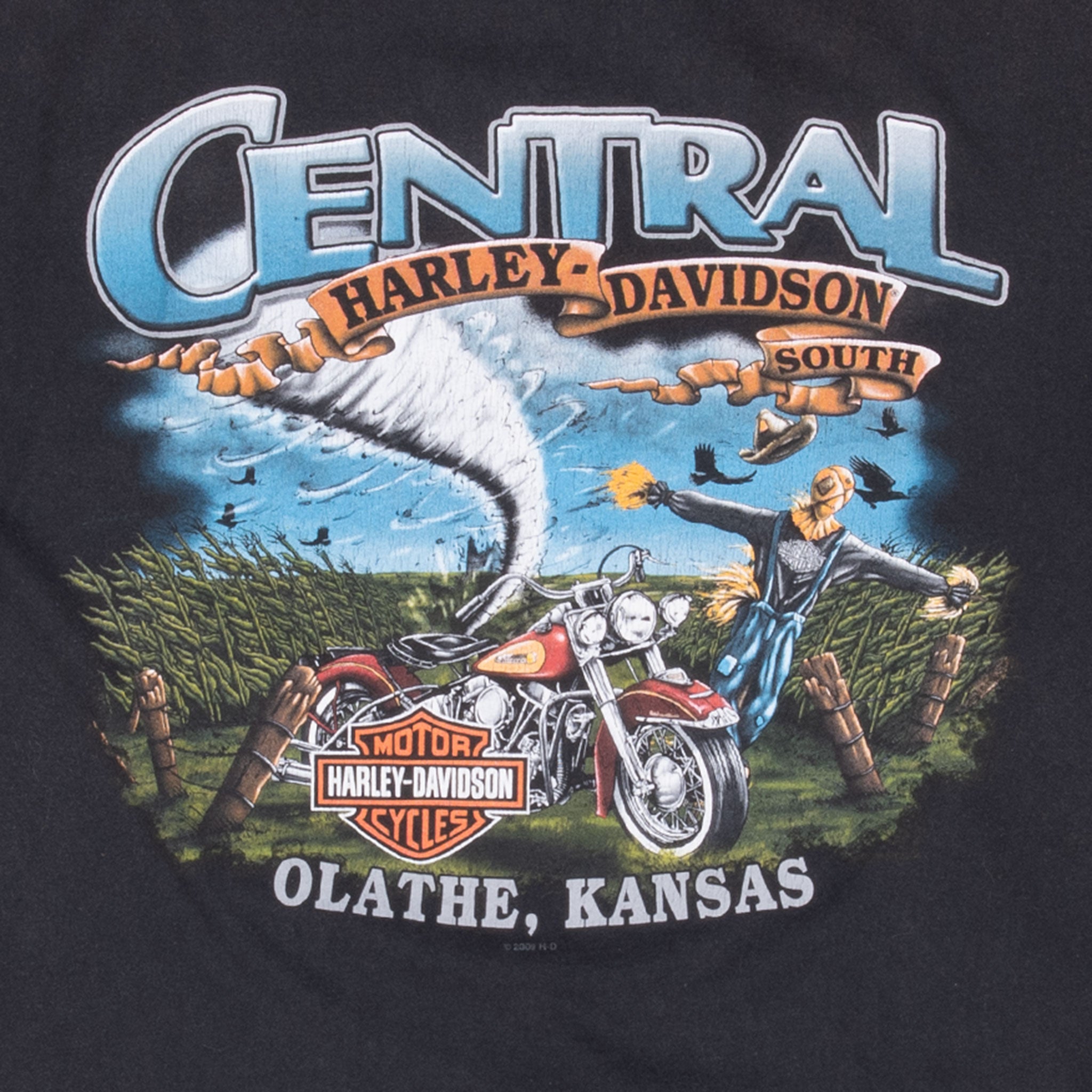 Vintage Harley Davidson Kansas Tee Shirt 2009 Size Large Made In Usa