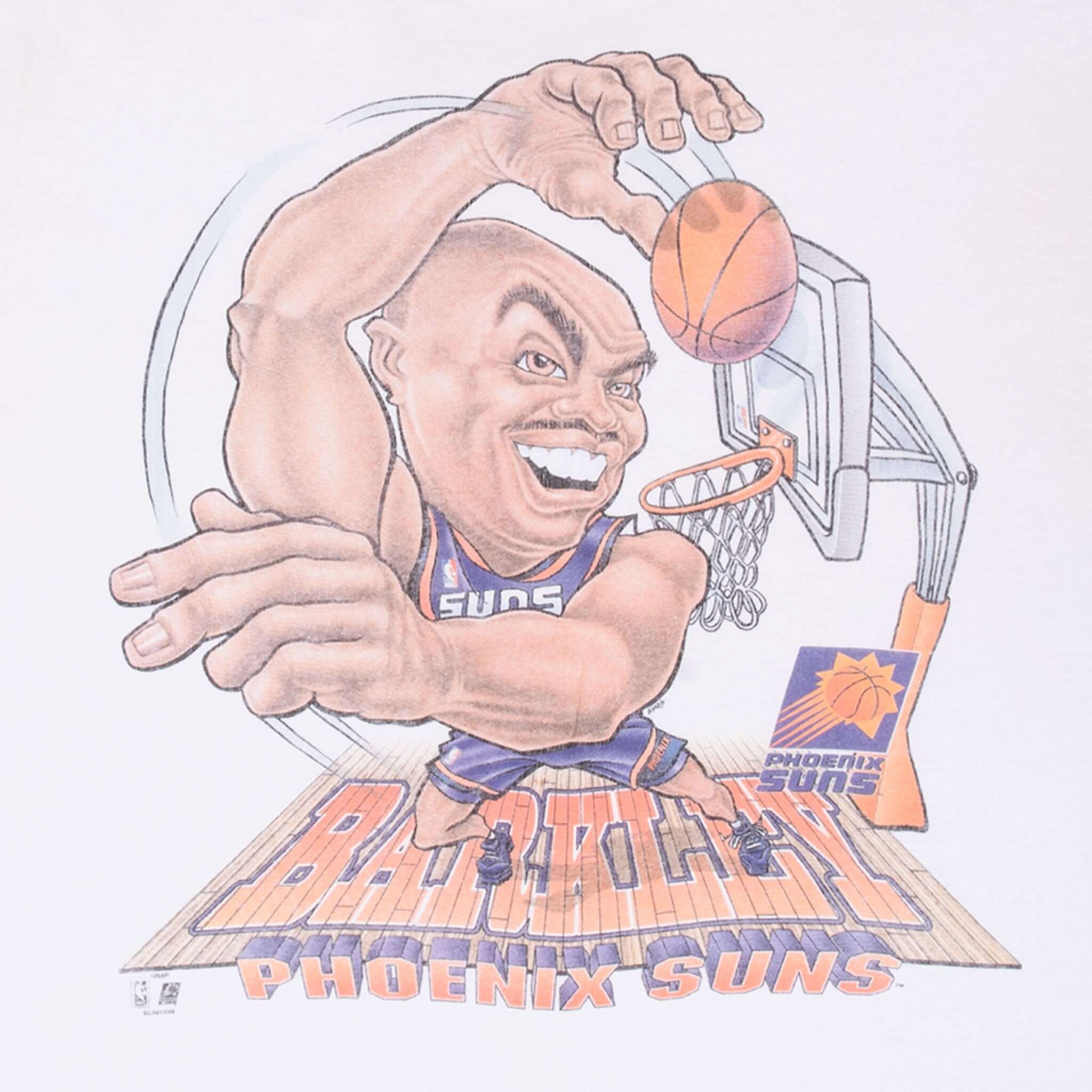 Vintage Nba Phoenix Suns Charles Barkley Tee Shirt 1990S Size 2XL Made In Usa With Single Stitch Sleeves