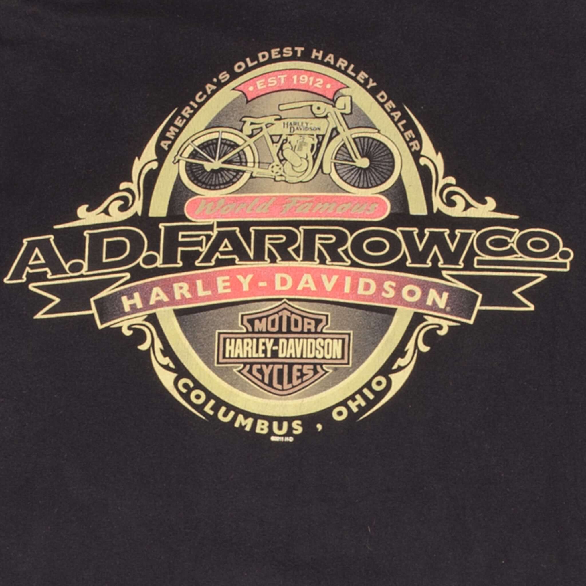 Vintage Harley Davidson Skull Columbus Ohio Black Tee Shirt Size Large