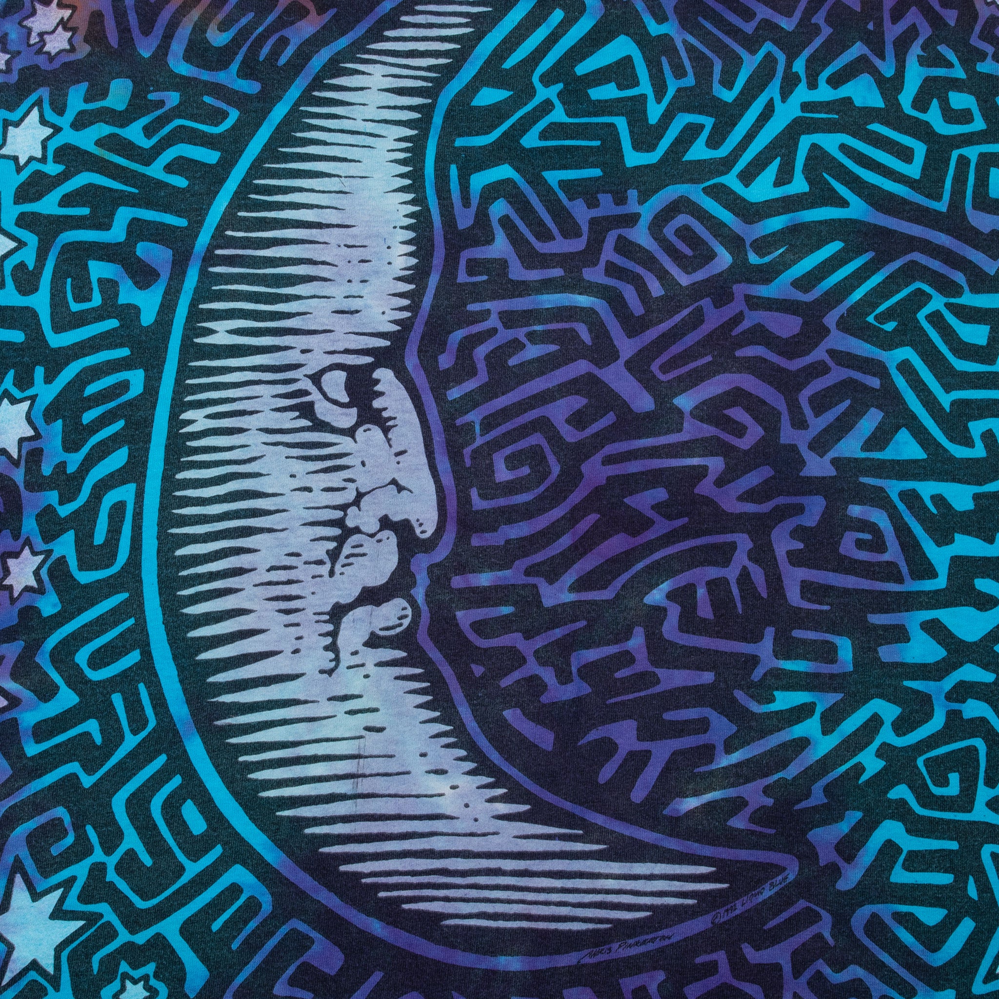 Vintage Sun And Moon Tie Dye Liquid Blue 1992 Tee Shirt Size Large