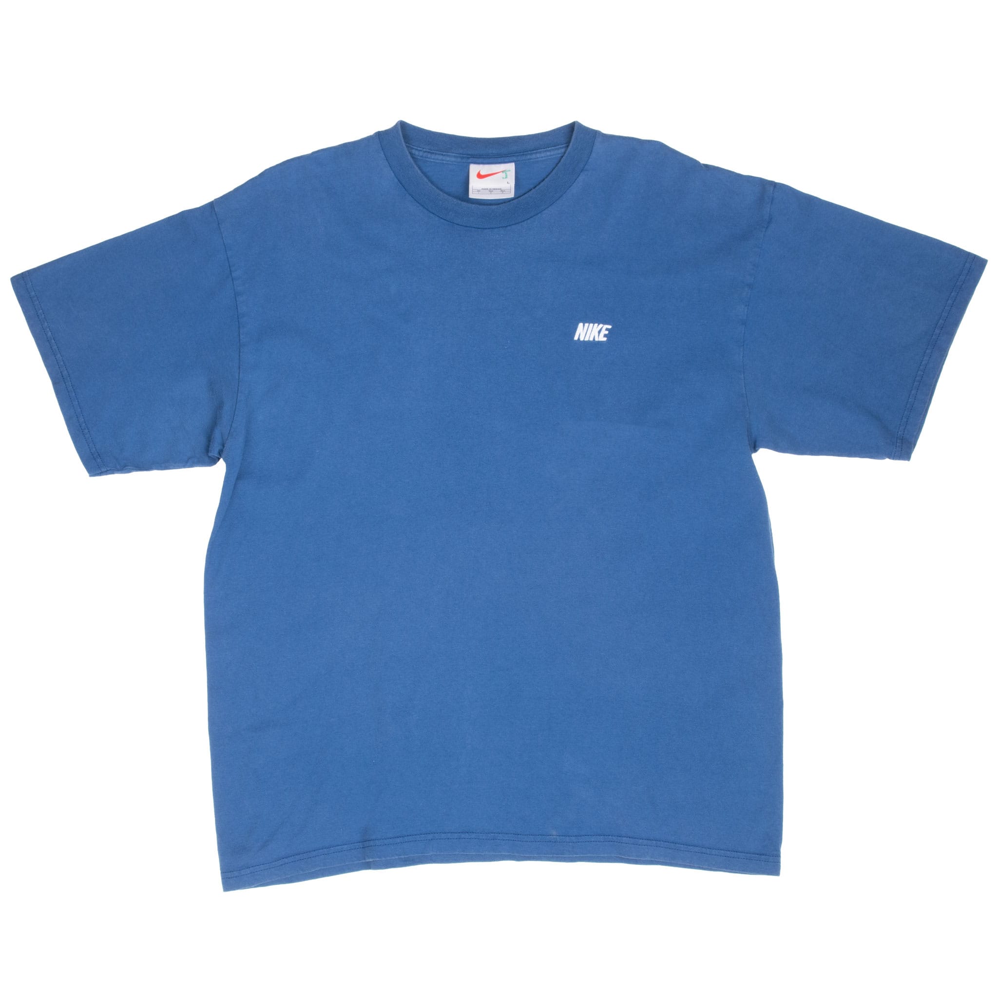 Vintage Nike Classic Swoosh Blue Tee Shirt 1990S Size Large