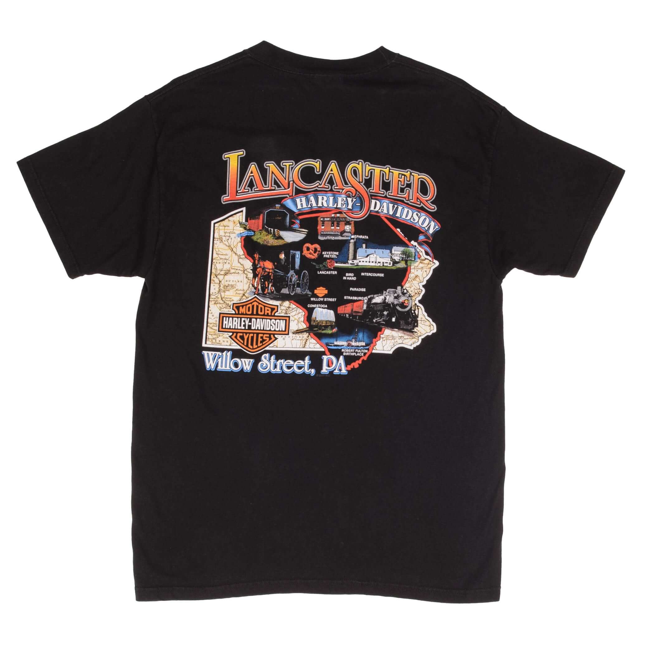VINTAGE HARLEY DAVIDSON LANCASTER TEE SHIRT 2007 SIZE LARGE MADE IN USA