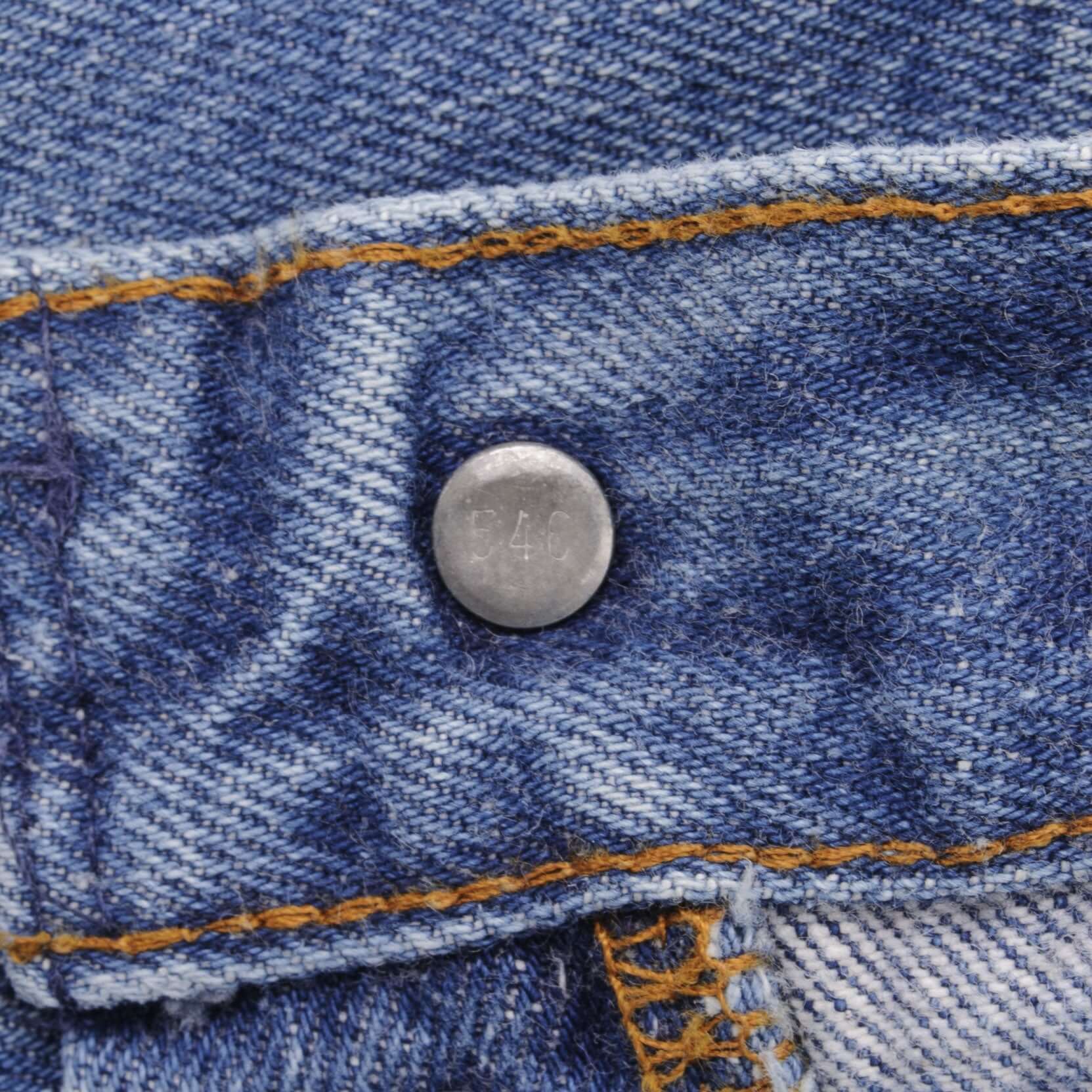 Beautiful Indigo Levis 501 Jeans 1980s Made in USA with Medium Wash Size on tag 34X36 Actual Size 33X33 Back Button #546