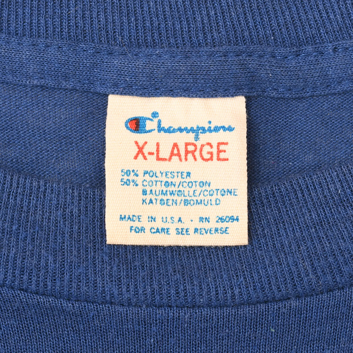 Champion XL neck tag inside blue New York Giants T-shirt