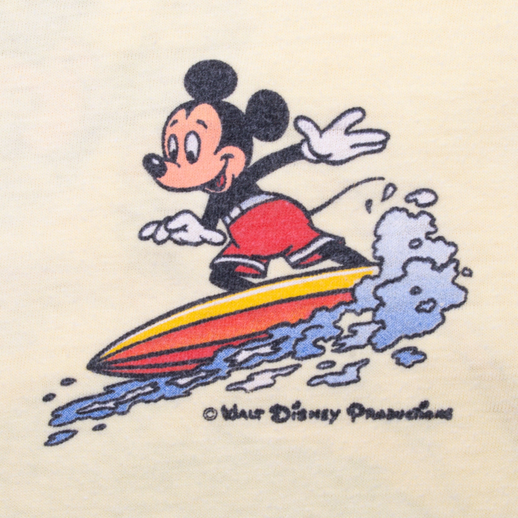 Vintage Disney Surfing Mickey Mouse Long Sleeve Tee Shirt 1980S Size XS Made In Usa With Single Stitch Hem