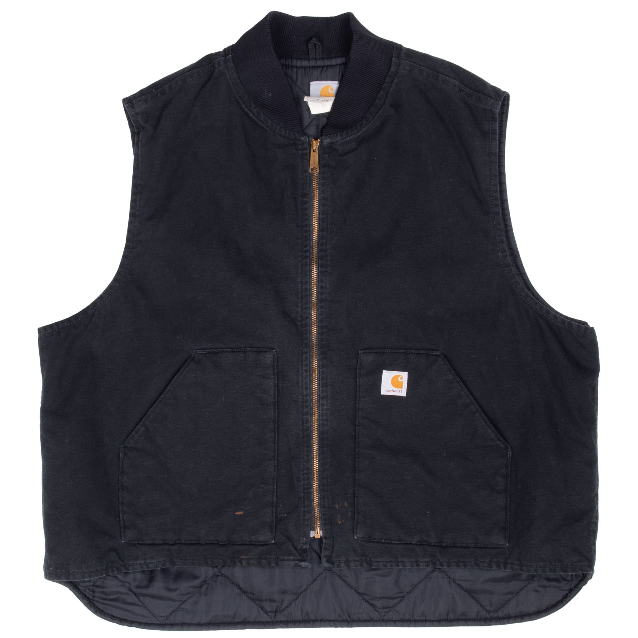 Vintage Carhartt Quilt Lined Black Vest Jacket V01Blk 2012 Size 3Xl