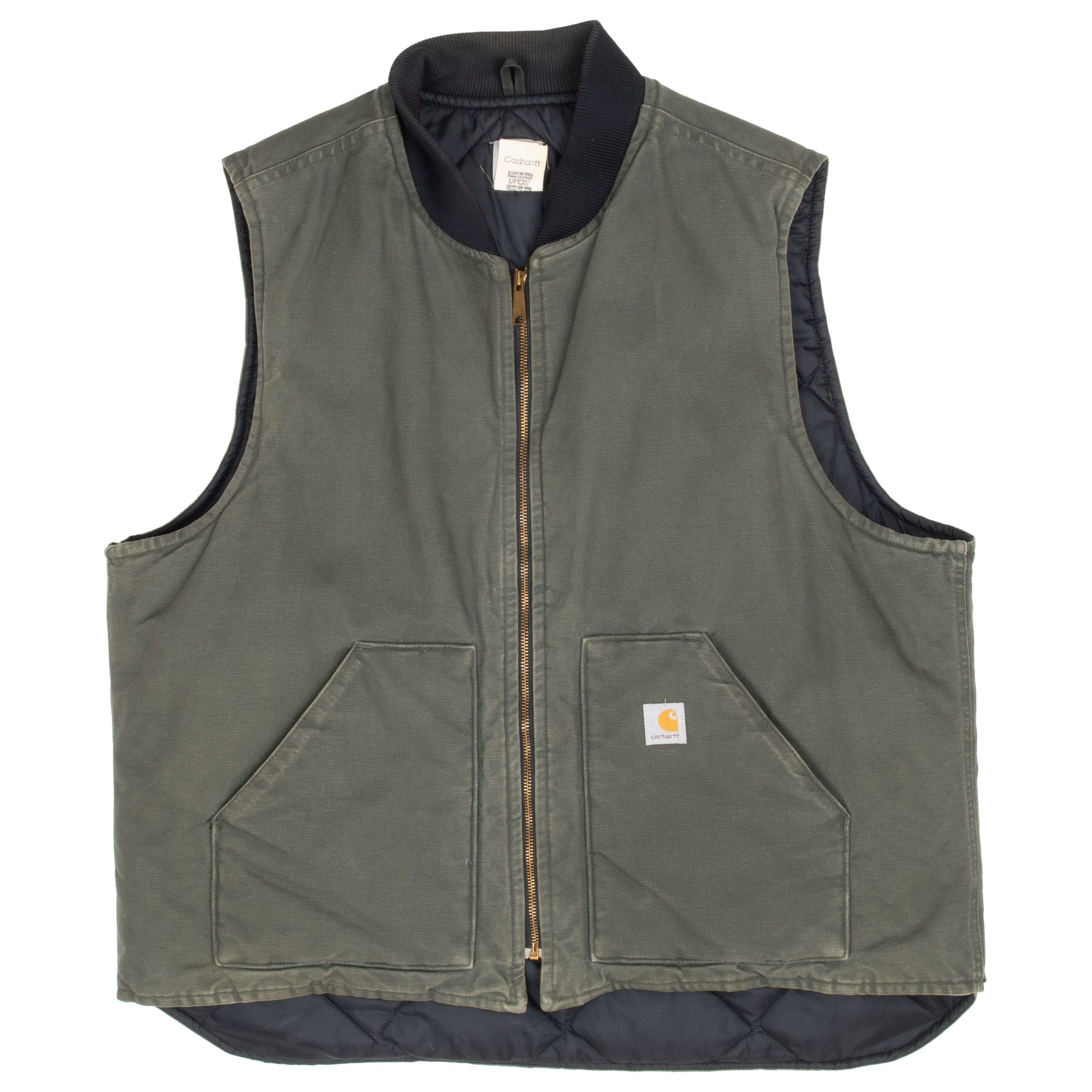 Vintage Carhartt Quilt Lined Green Vest Jacket 2004 V01Dgr Size 2Xl Tall Made In USA