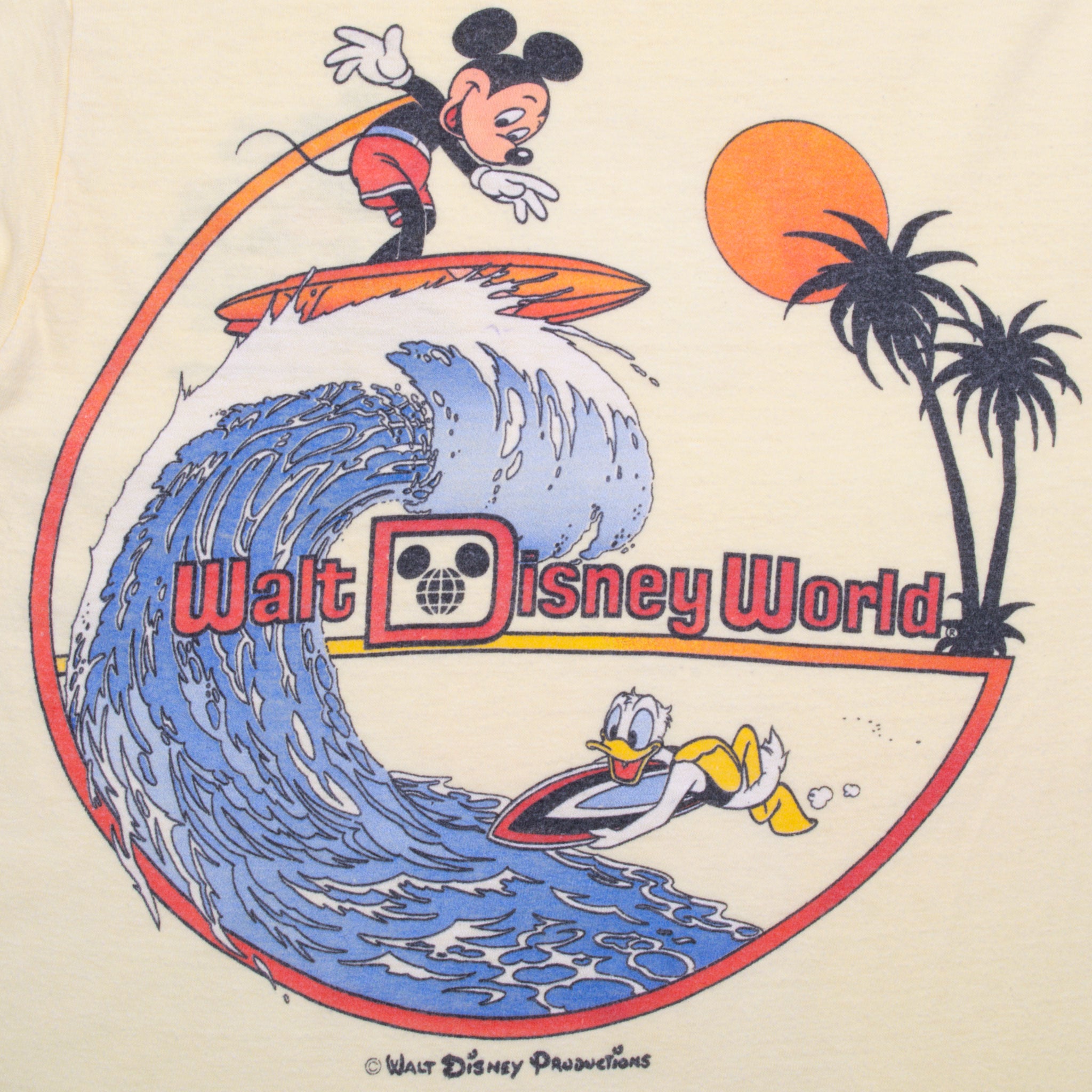 Vintage Disney Surfing Mickey Mouse Long Sleeve Tee Shirt 1980S Size XS Made In Usa With Single Stitch Hem