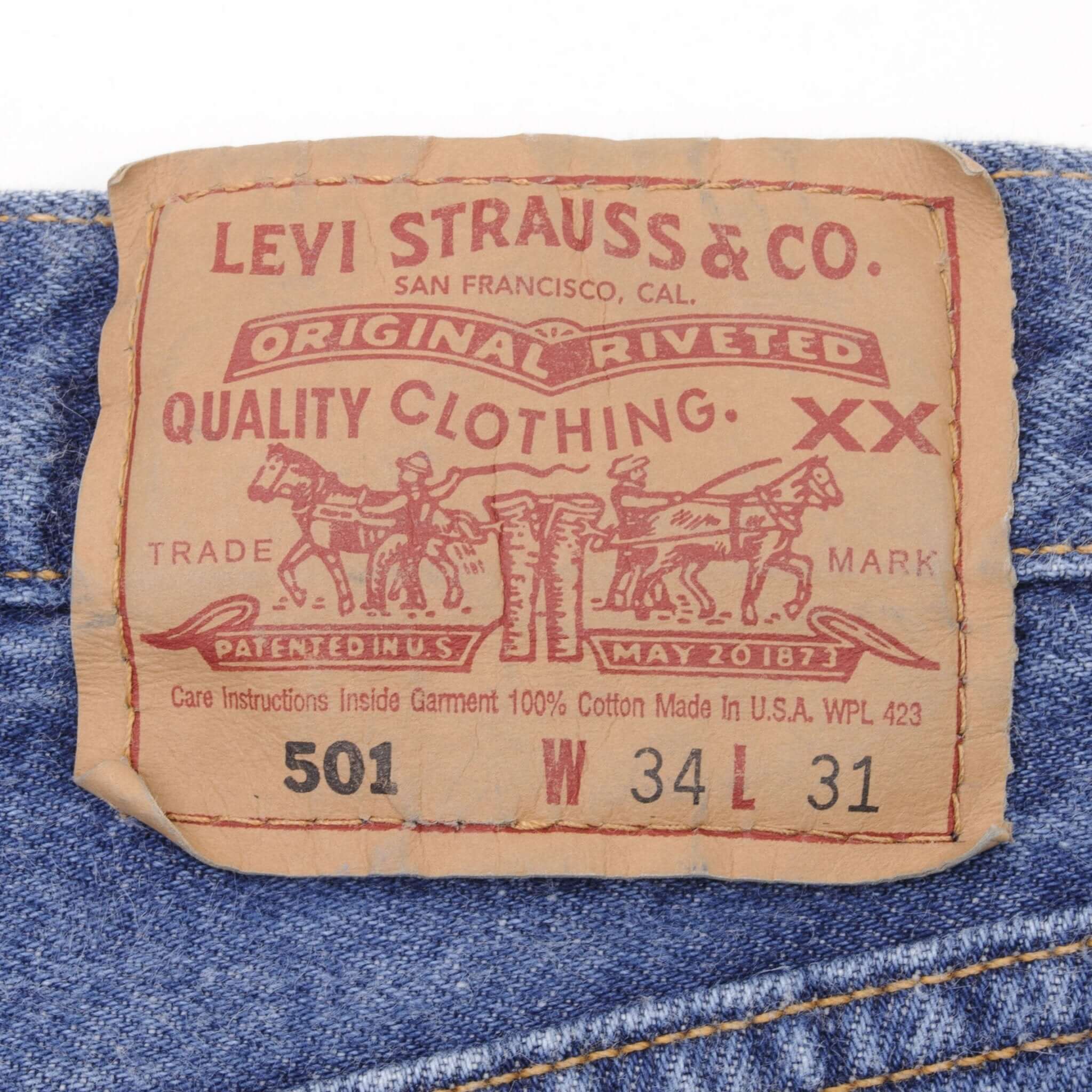 Beautiful Indigo Levis 501 Jeans 1990s Made in USA with Medium Wash Size on tag 34X31 Actual Size 34X31