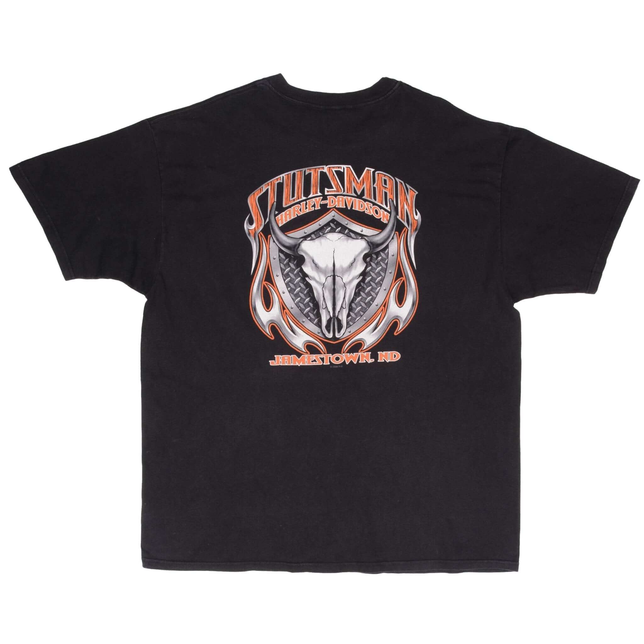 Vintage Harley Davidson Stutsman Jamestown ND Tee Shirt 2008 Size 2XL Made In USA