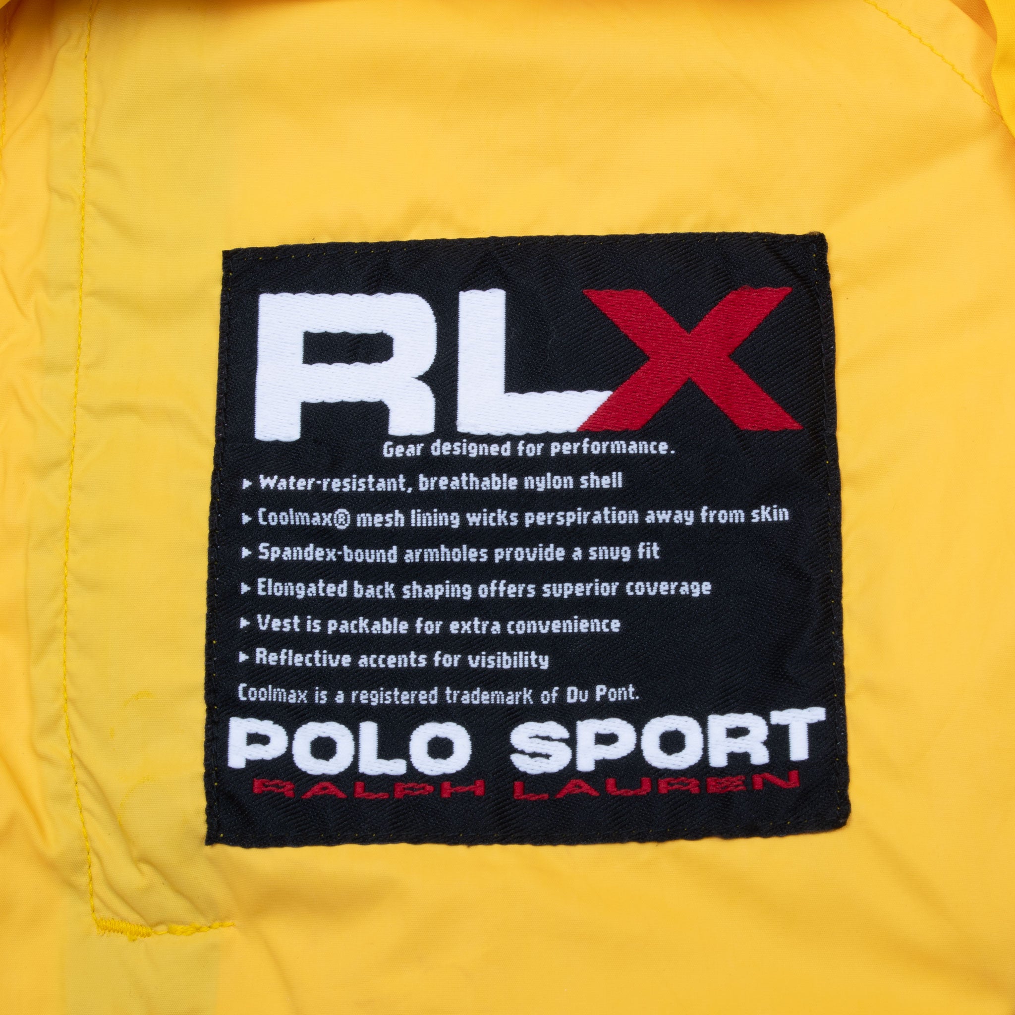 Vintage Ralph Lauren Polo Sport Yellow Windbreaker Vest Jacket 1990S Size Medium