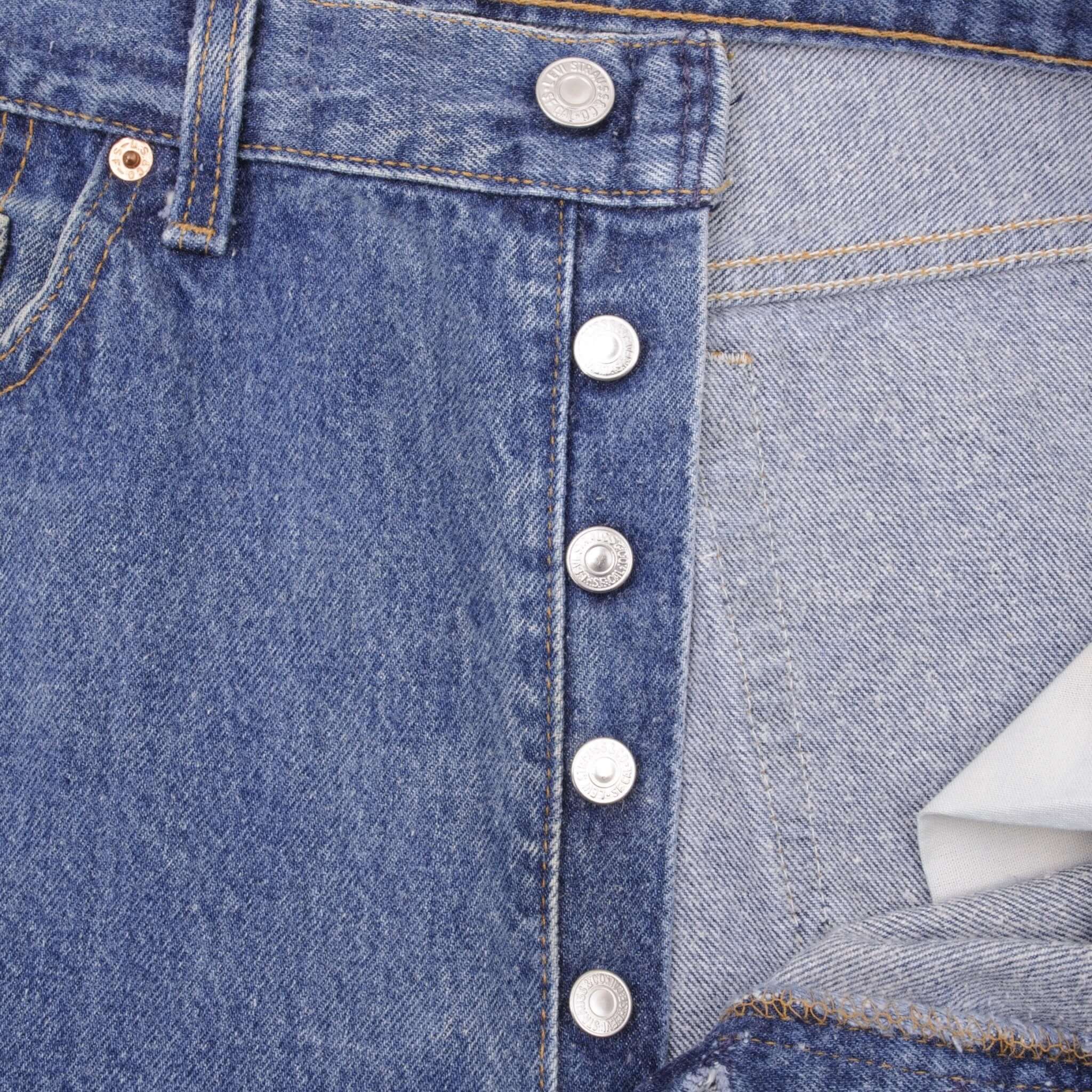 Beautiful Indigo Levis 501 Jeans 1980s Made in USA with Medium Wash Size on tag 36X30 Actual Size 35X30 Back Button #522