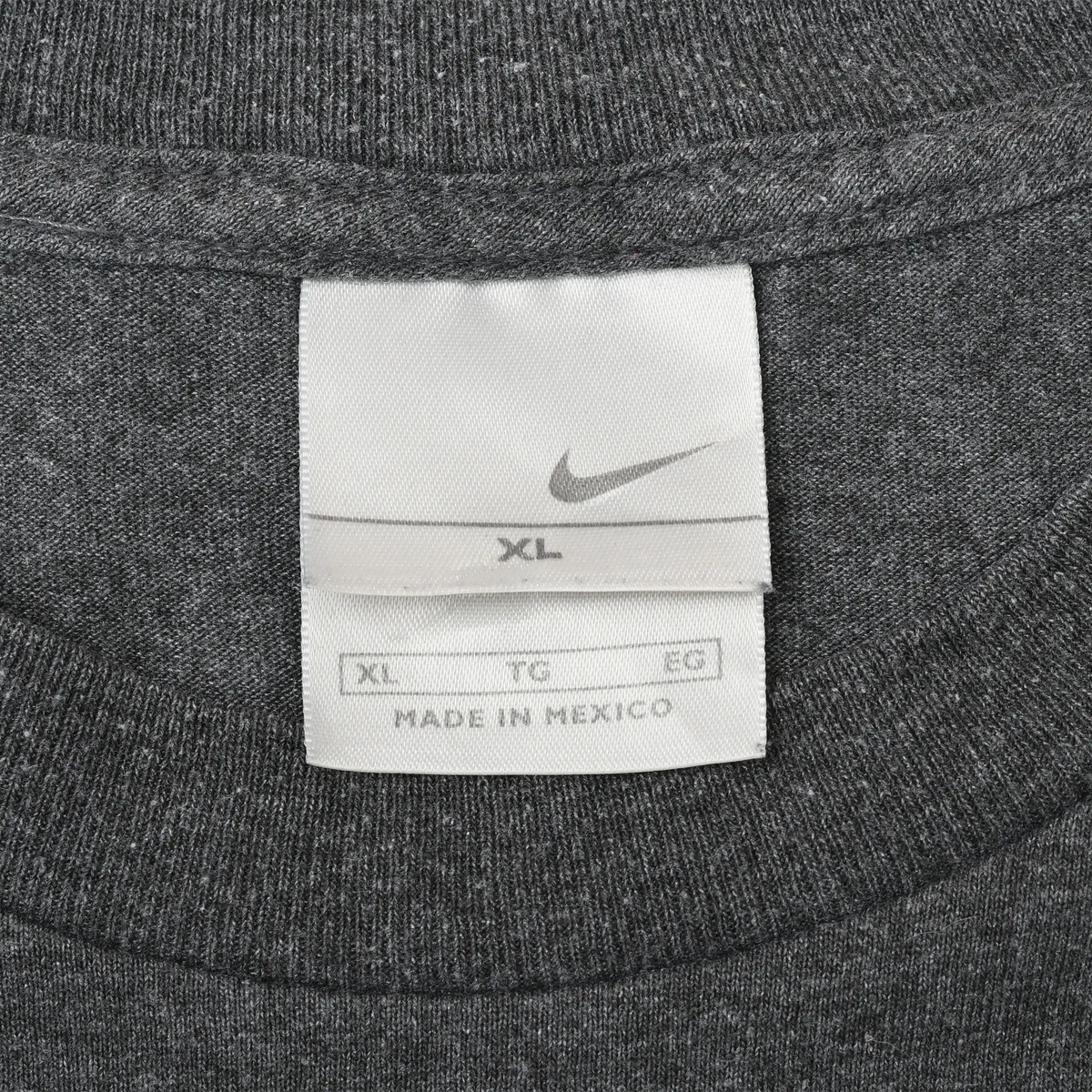 Nike XL neck tag on dark gray T-shirt