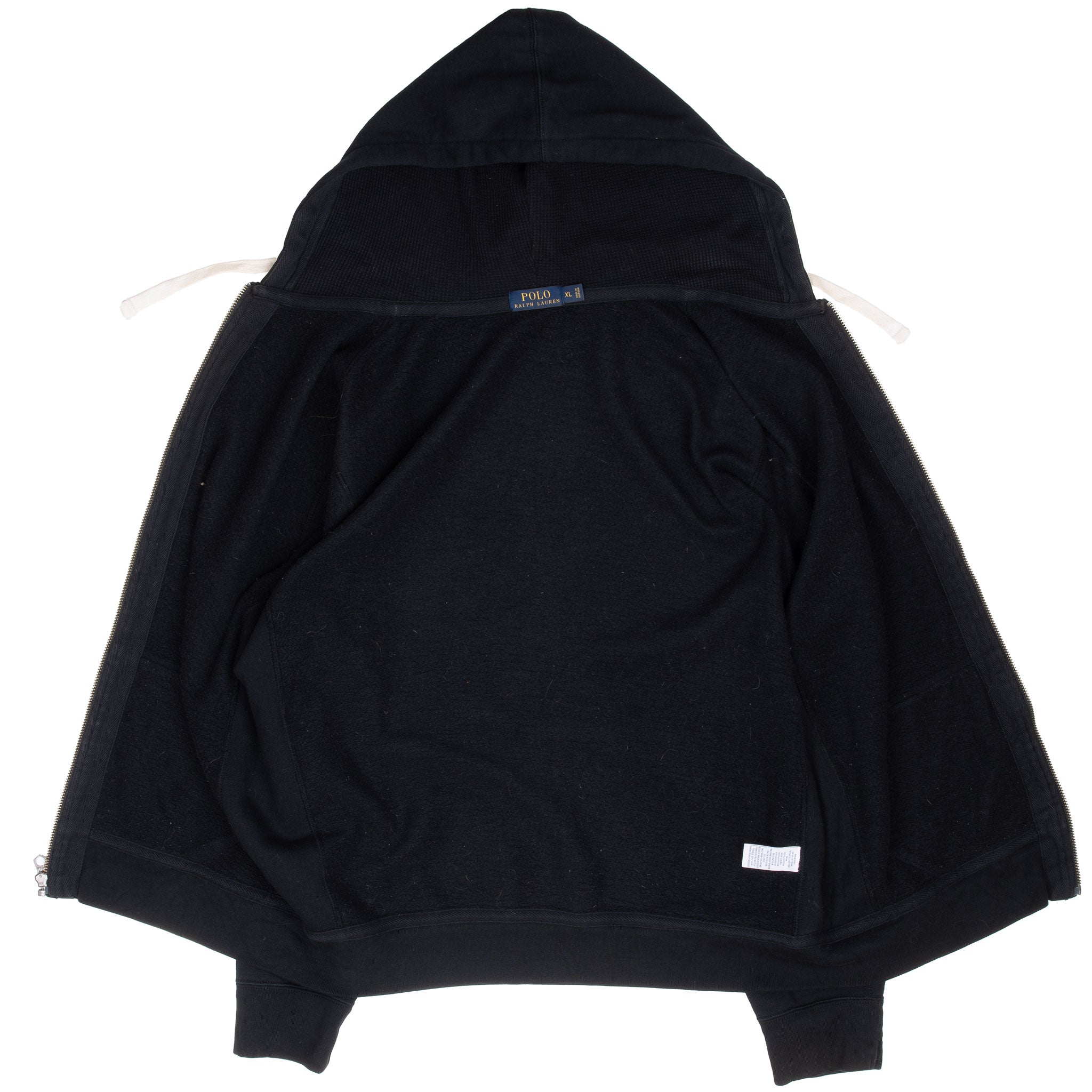 Vintage Ralph Lauren Full Zip Classic Black Hoodie Sweatshirt Size XL