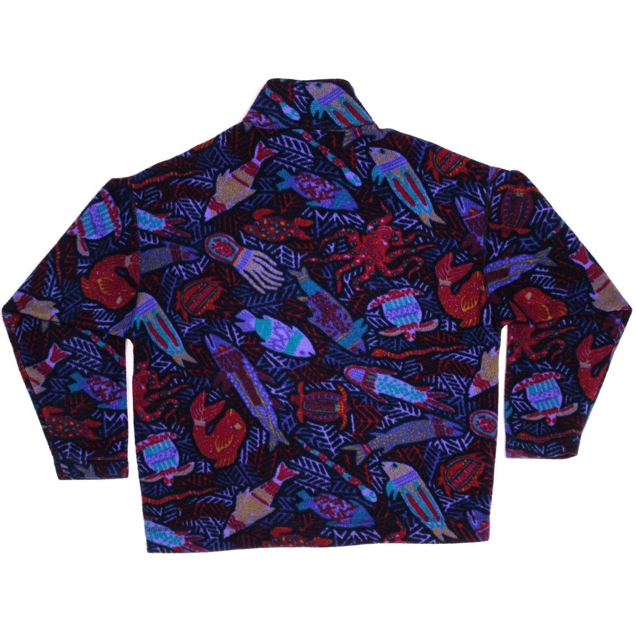 Vintage Patagonia Sea Creature Pattern Fleece Quarter Zip Sweatshirt 1990s Size Large Made In USA. Ref : W766F