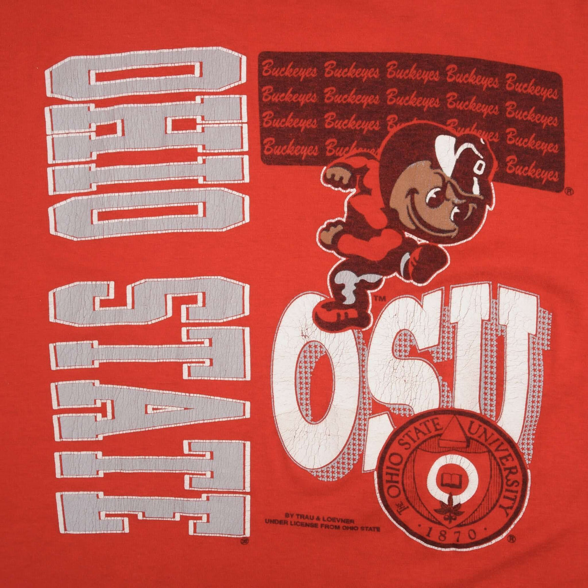 Vintage Ohio State Buckeyes Football OSU Tee Shirt 1990S Size Large Made In USA With Single Stitch Sleeves