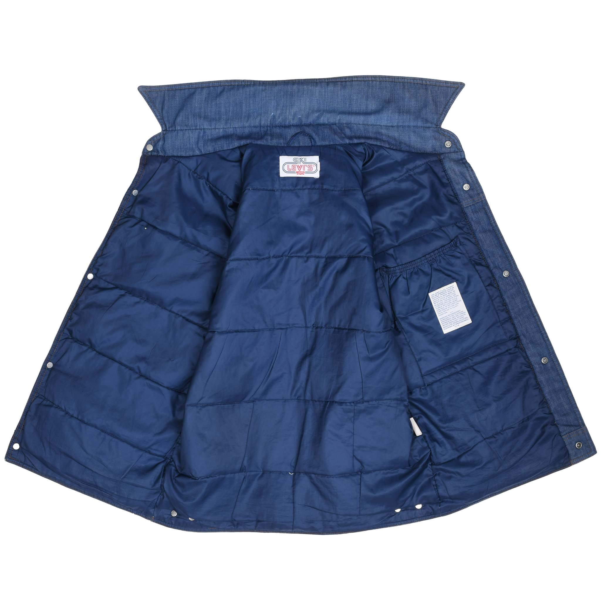 Vintage Levis Orange Tab Ski Puffer Denim Vest Jacket 1980S Large Made In Usa