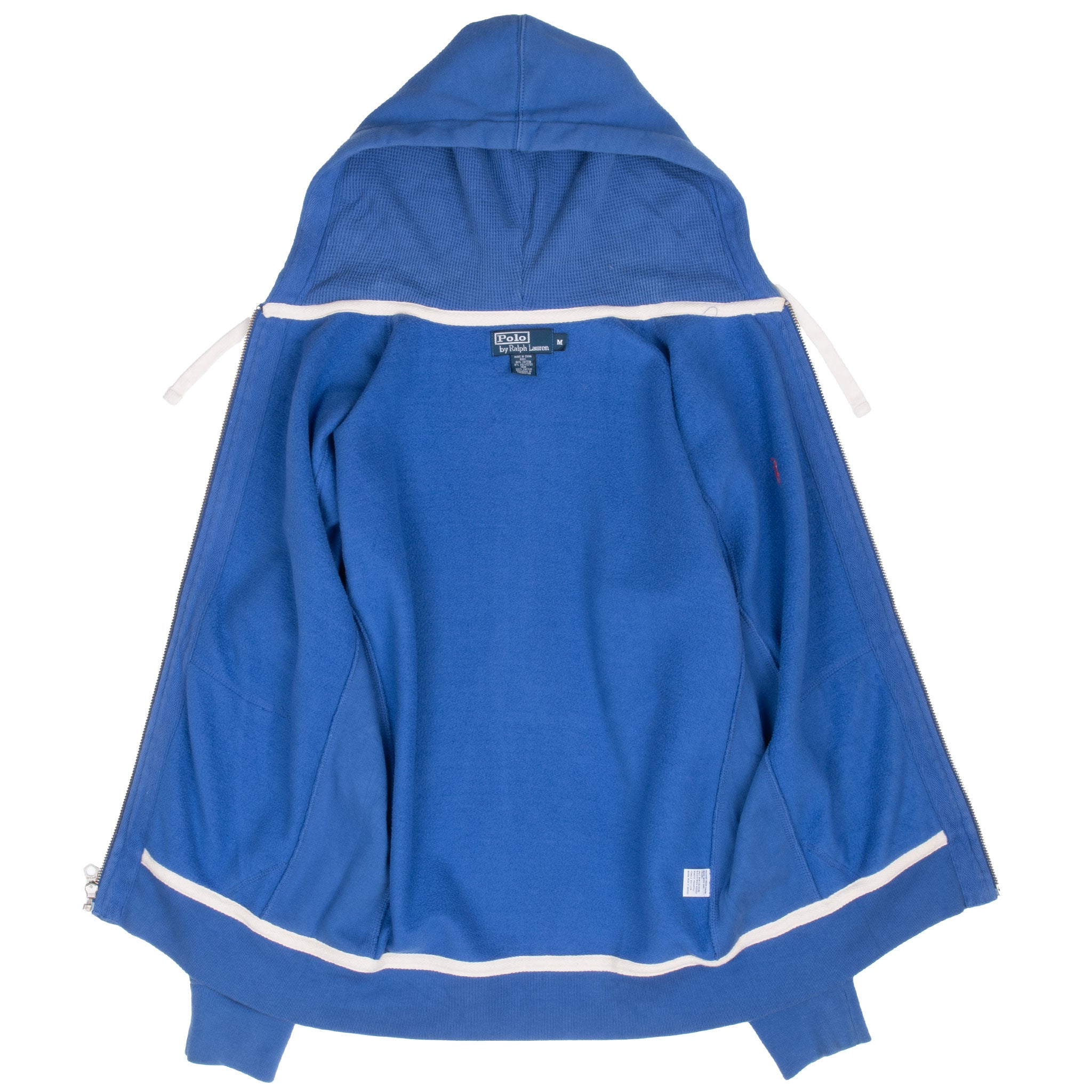 Vintage Ralph Lauren Full Zip Blue Hoodie Sweatshirt 1990S Size Medium