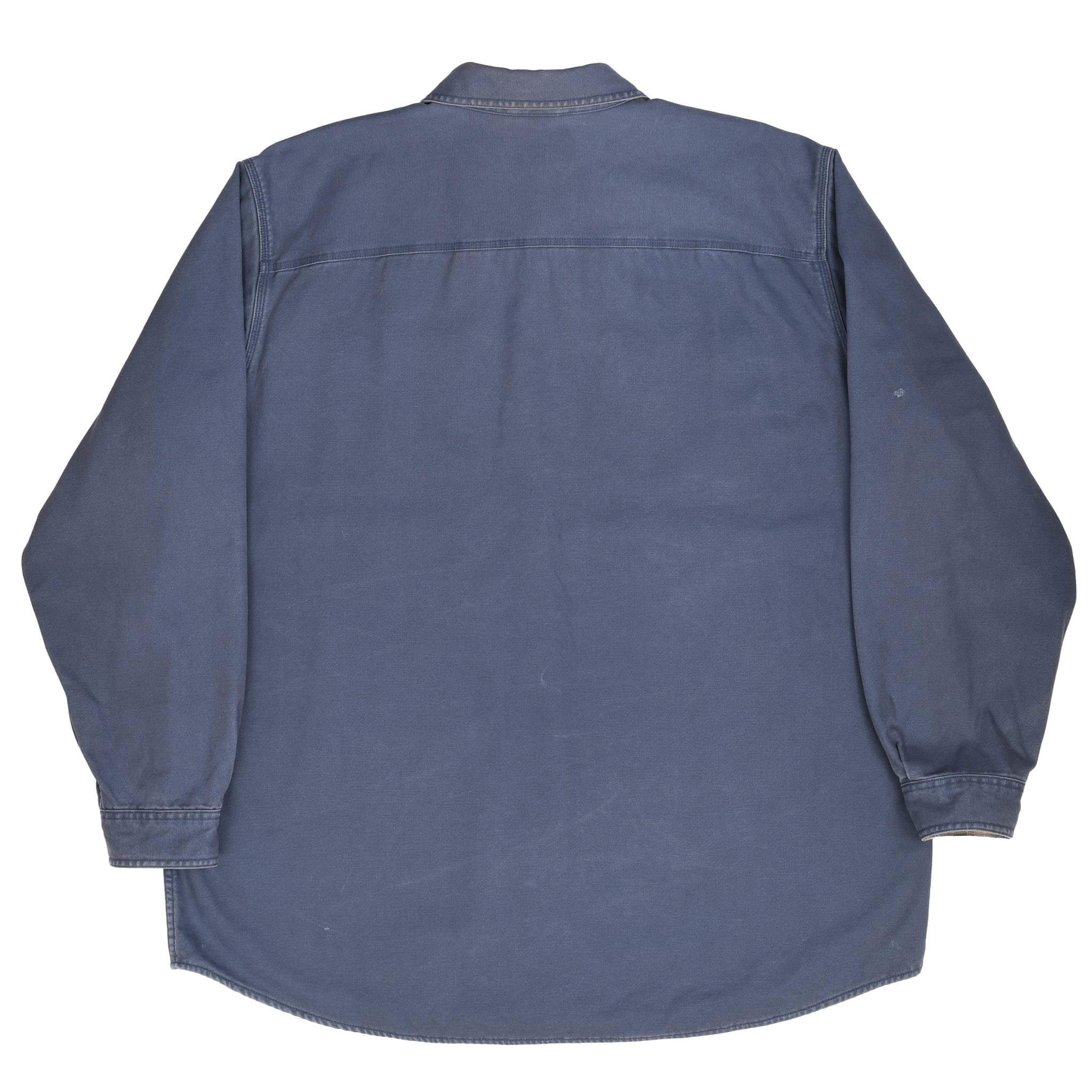 Vintage L.L.Bean Flannel Lined Blue Canvas Over Shirt 1990S Size 2XL