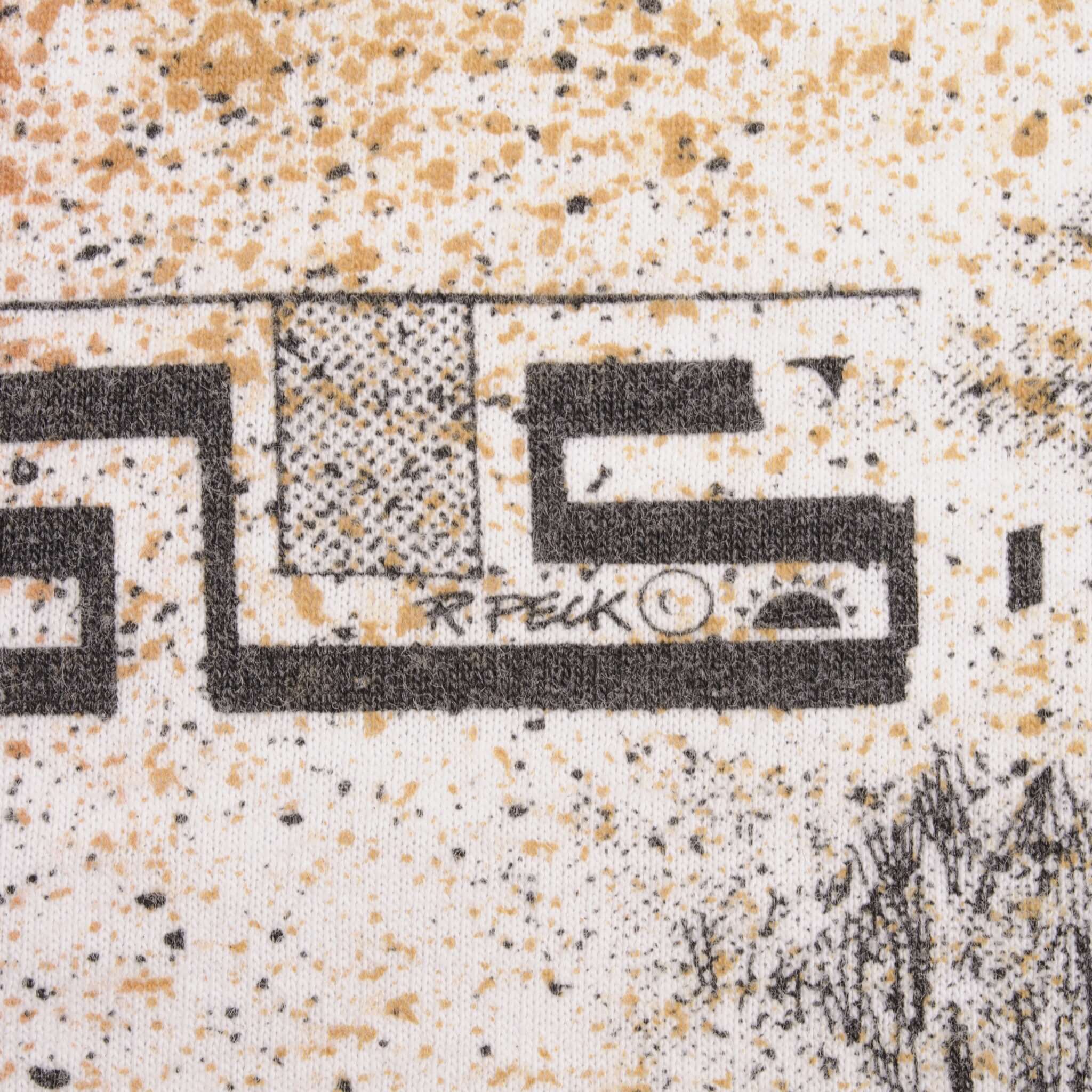 Vintage Bald Eagle Indian American All Over Print R. Peck Design Tee Shirt Size Large Made In Usa With Single Stitch Sleeves