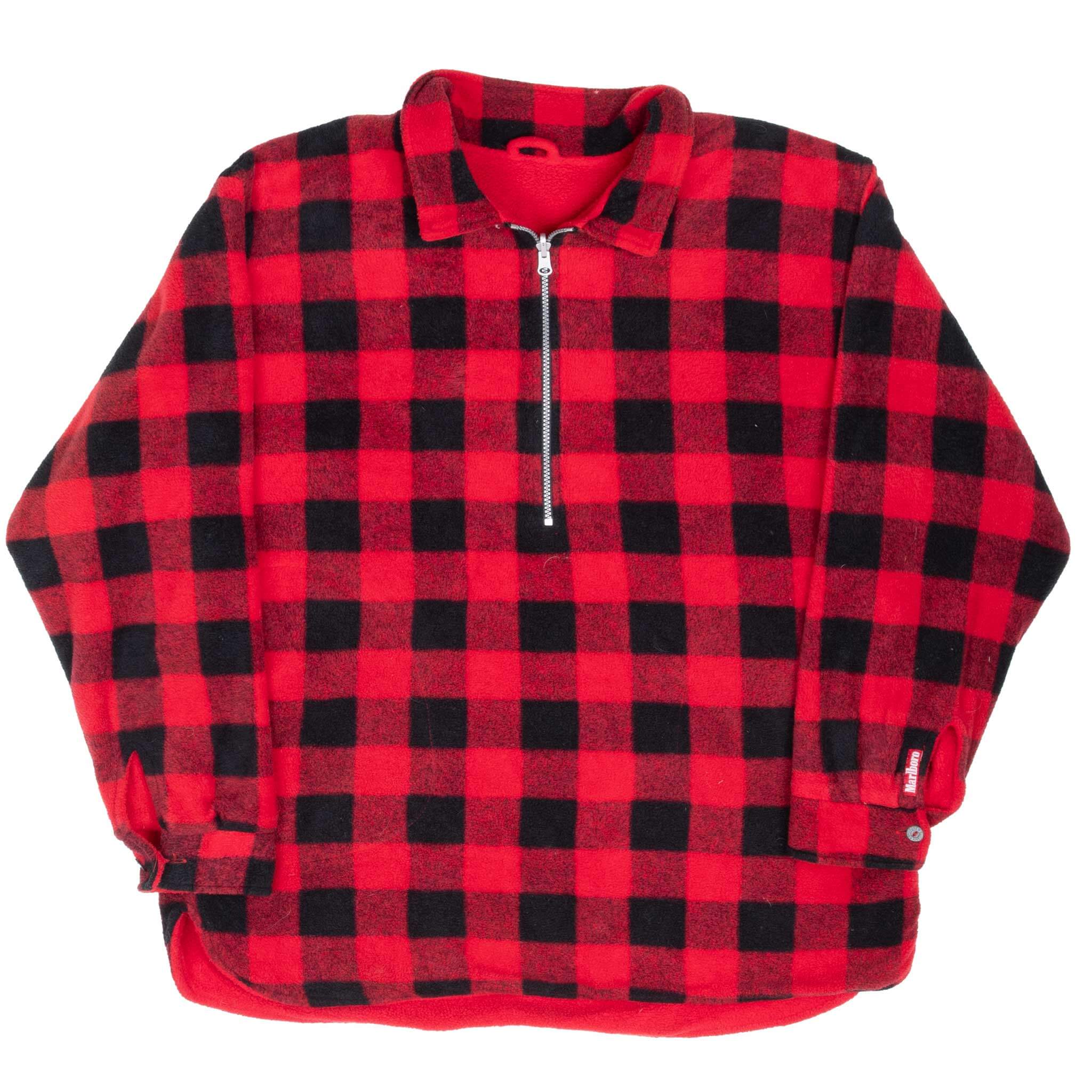 Vintage Marlboro Reversible Fleece Quarter Zip Jacket 1990S Size XL