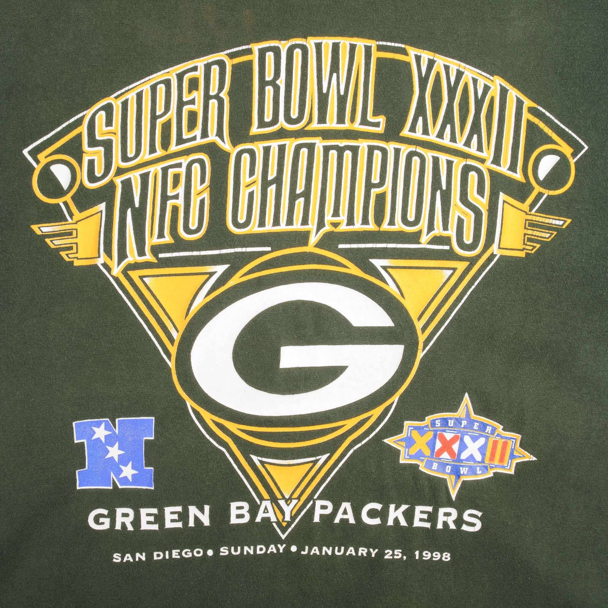 Vintage NFL Green Bay Packers Super Bowl XXXII 1998 Tee Shirt Size Medium