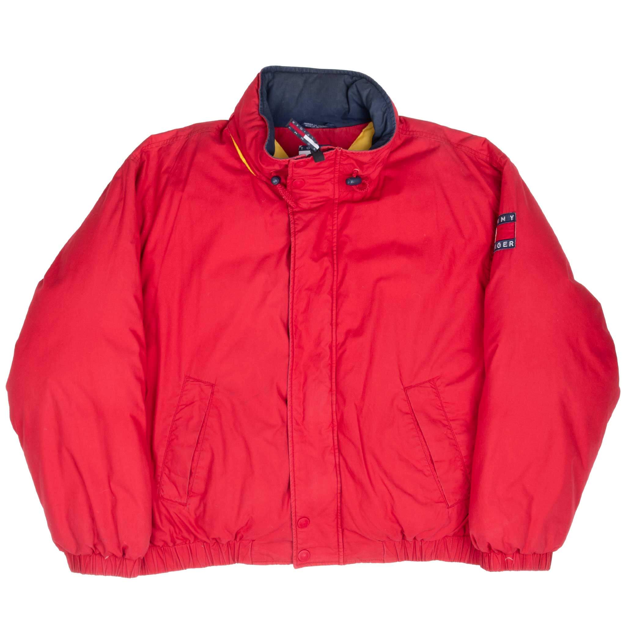 Vintage Tommy Hilfiger Red Puffer Jacket 1990S Size XL