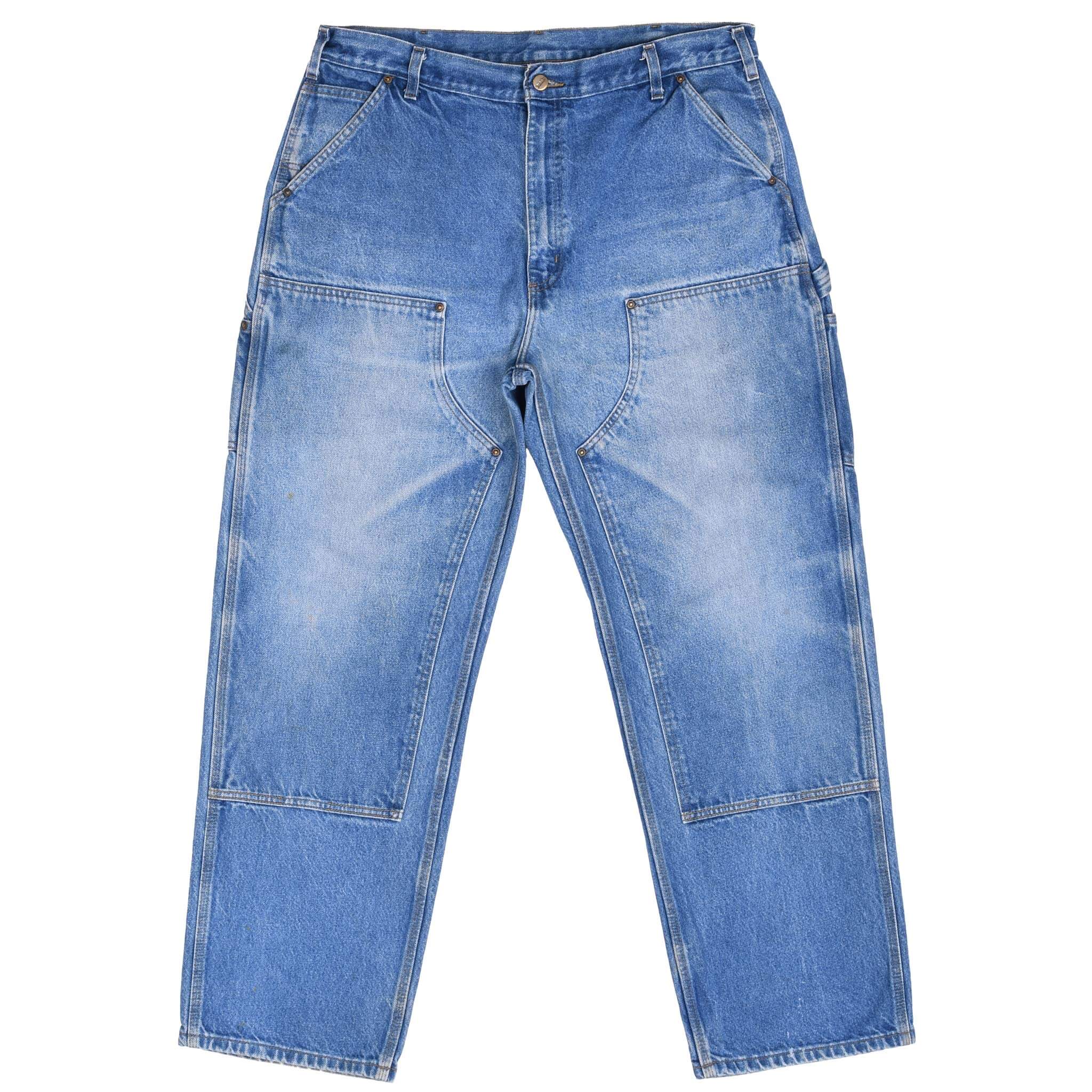 Vintage Carhartt Double Knee Carpenter Blue Jeans B73Dst Size 37X32
Size On Tag 38X32 Actual Size 37X32