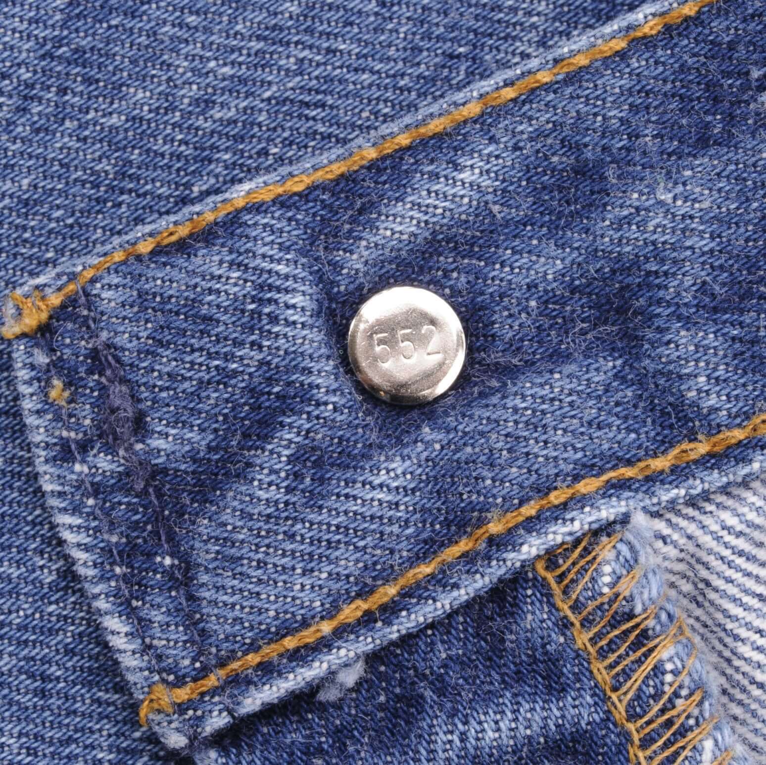 Beautiful Indigo Levis 501 Jeans 1980s Made in USA with Medium Wash with light Whiskers Size on tag 38X36 Actual Size 36X33 Back Button #552