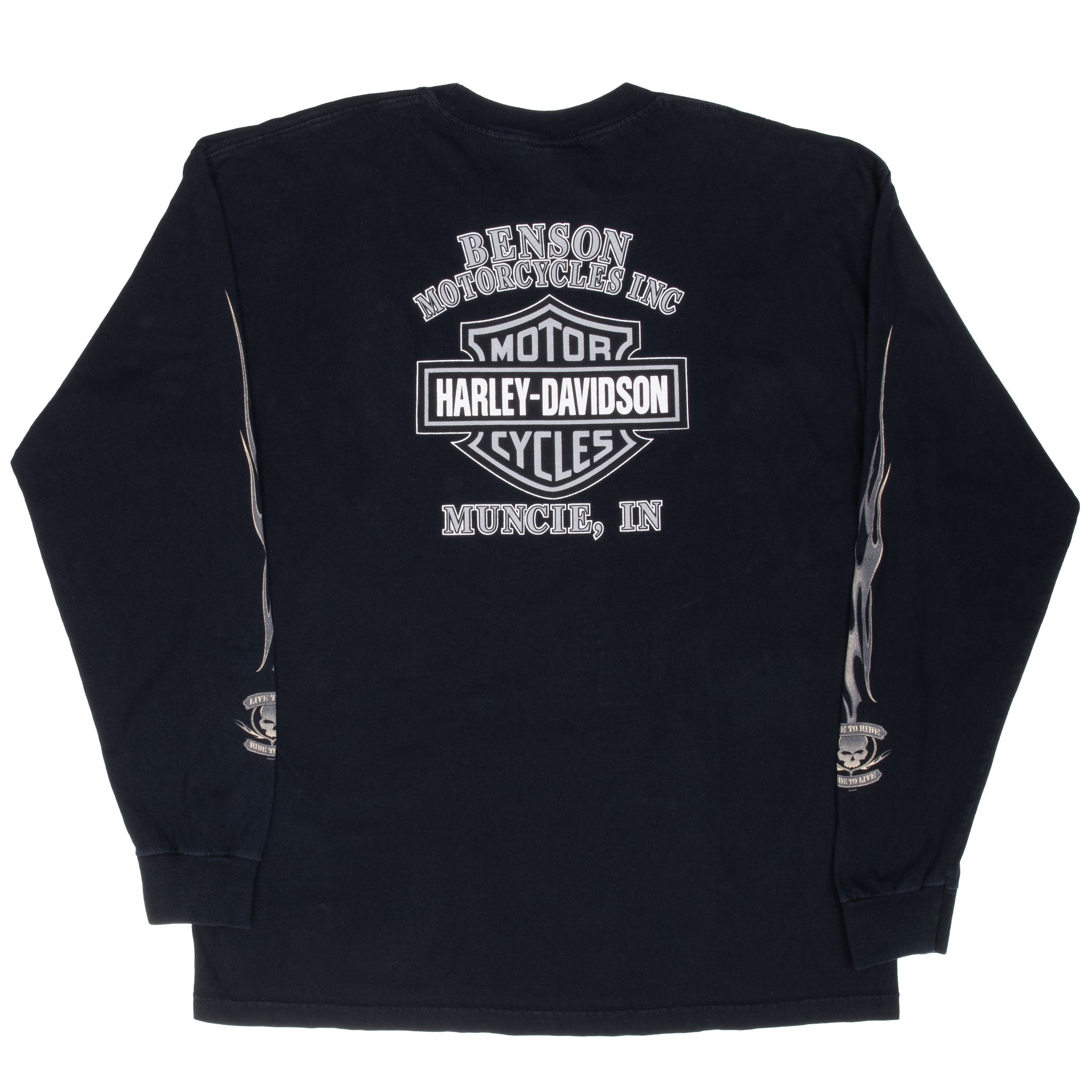 Vintage Harley Davidson Muncie Indiana Long Sleeve Tee Shirt 2004 Size XL