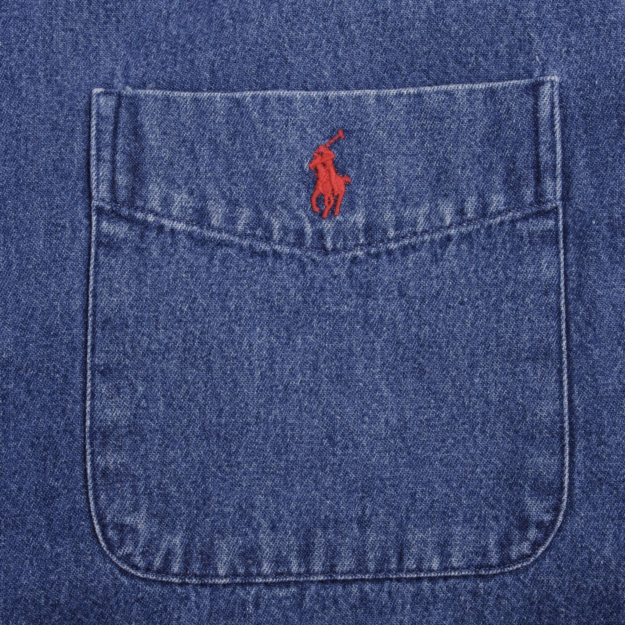 VINTAGE RALPH LAUREN DENIM POCKET SHIRT 1990S SIZE LARGE