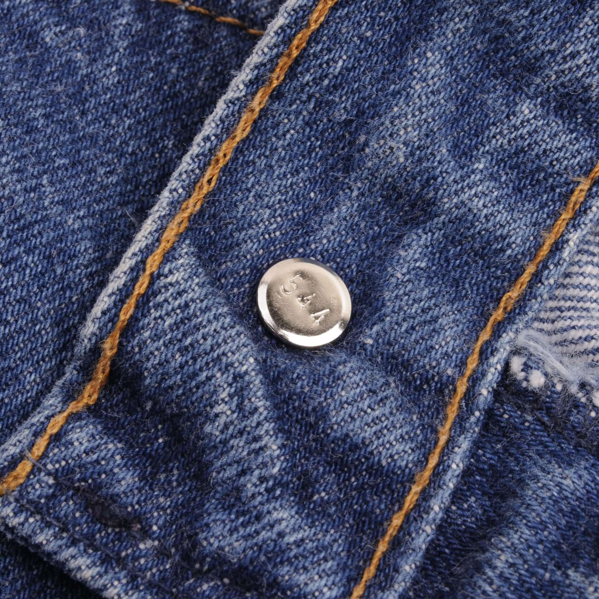 Beautiful Indigo Levis 501 Jeans Made in USA with a medium blue wash Size on Tag 34X32 Actual Size 33X32 Back Button #544