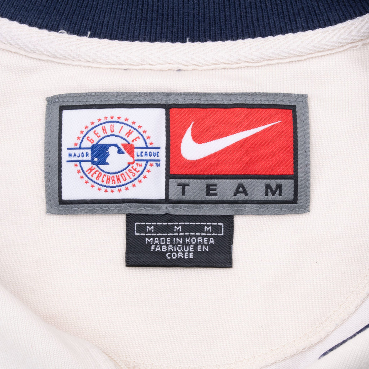 Nike Team and MLB Genuine Merchandise neck labels with medium size tag