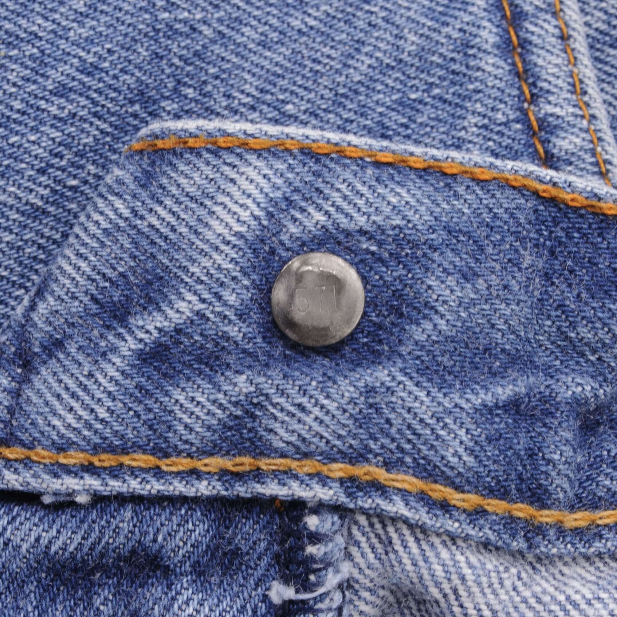 Beautiful Indigo Levis 501 Jeans 1980s Made in USA with Medium Light Wash Size on tag 34X32 Actual Size 32X32 Back Button #571