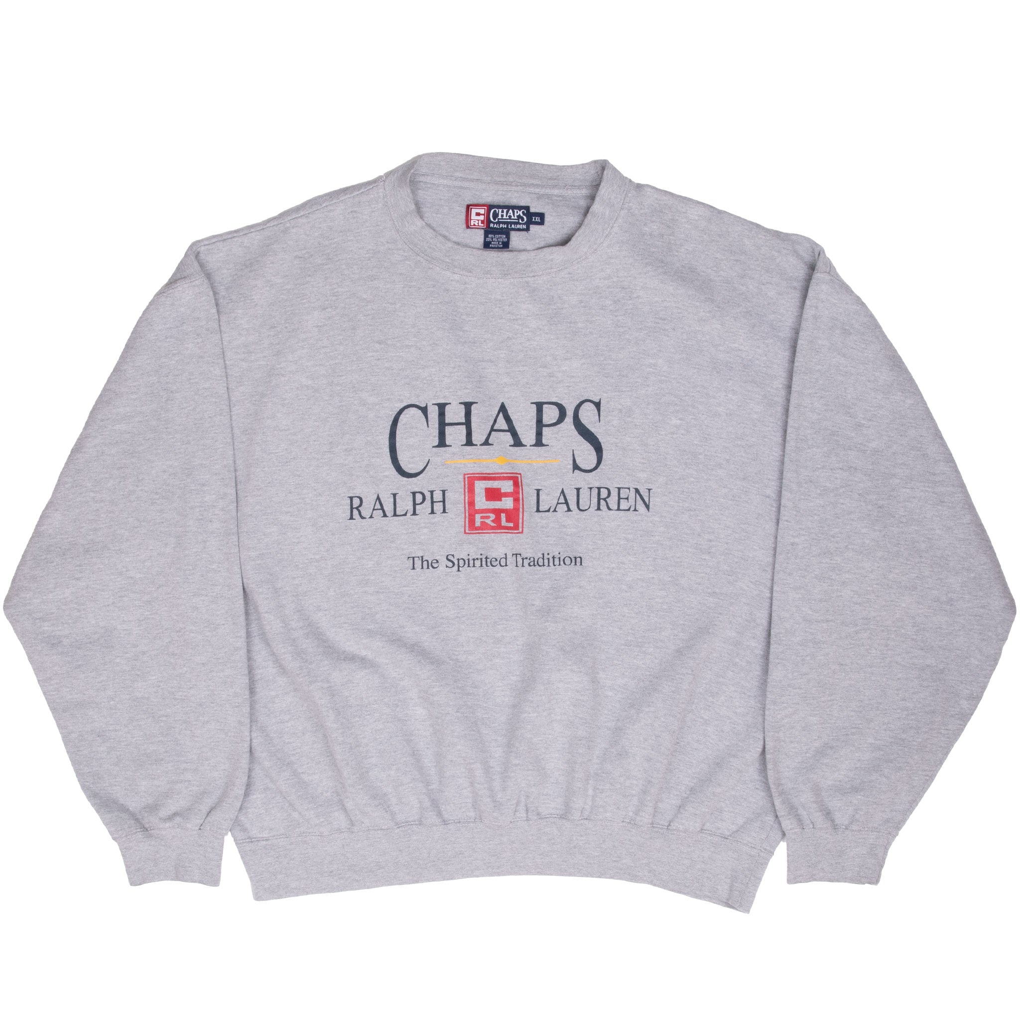 Vintage Chaps Ralph Lauren Grey Sweatshirt Size 2XL 1990S