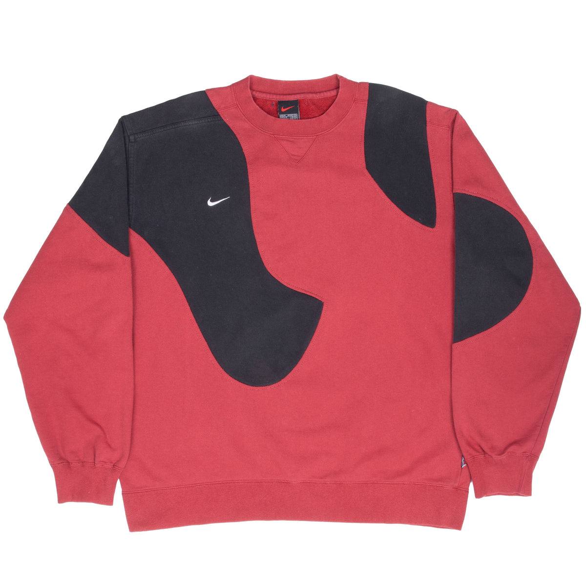 Vintage Nike Red Black Swoosh Reworked Sweatshirt 1990S Size Medium