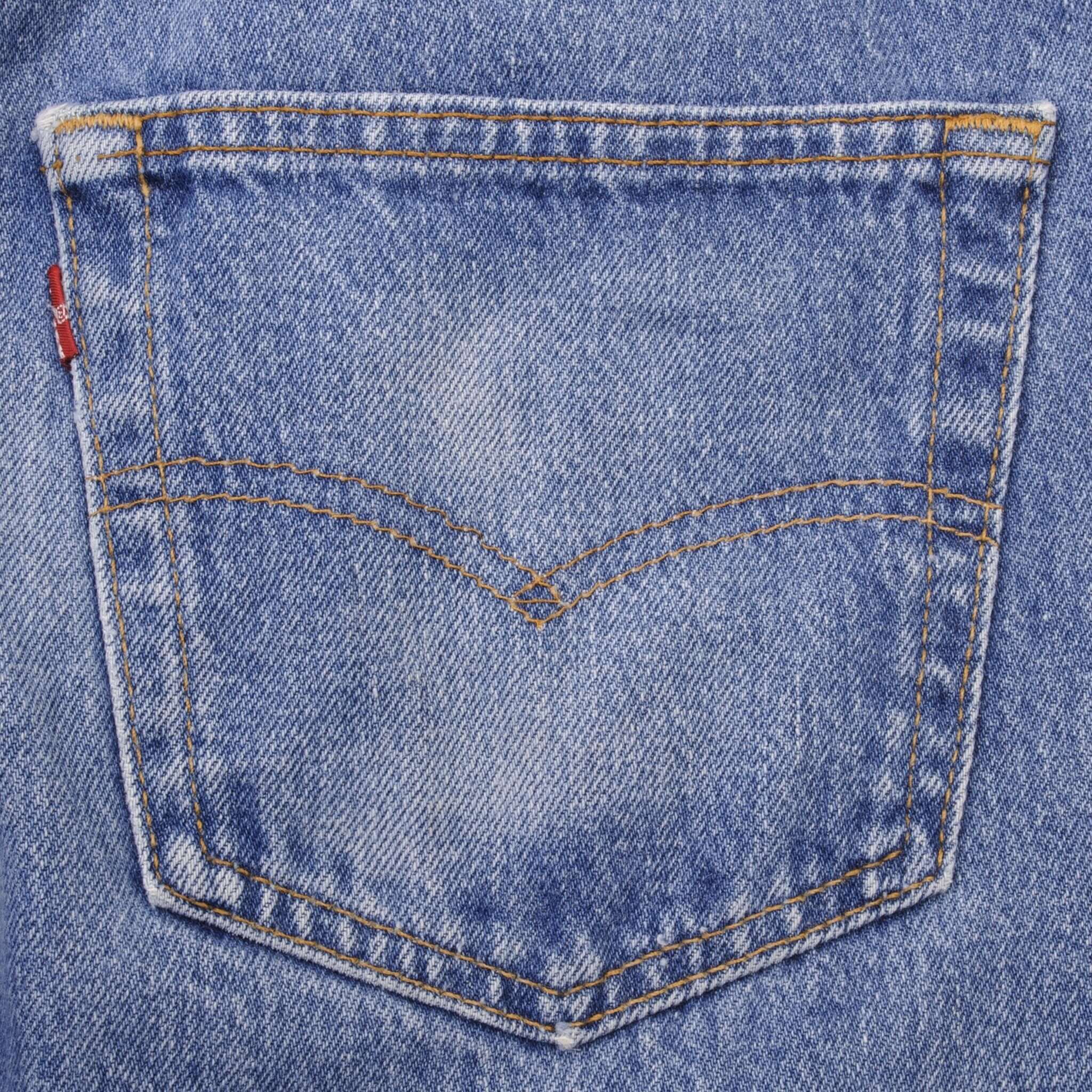 Beautiful Indigo Levis 501 Jeans 1980s Made in USA with Medium Light Wash Size on tag 34X32 Actual Size 32X32 Back Button #571