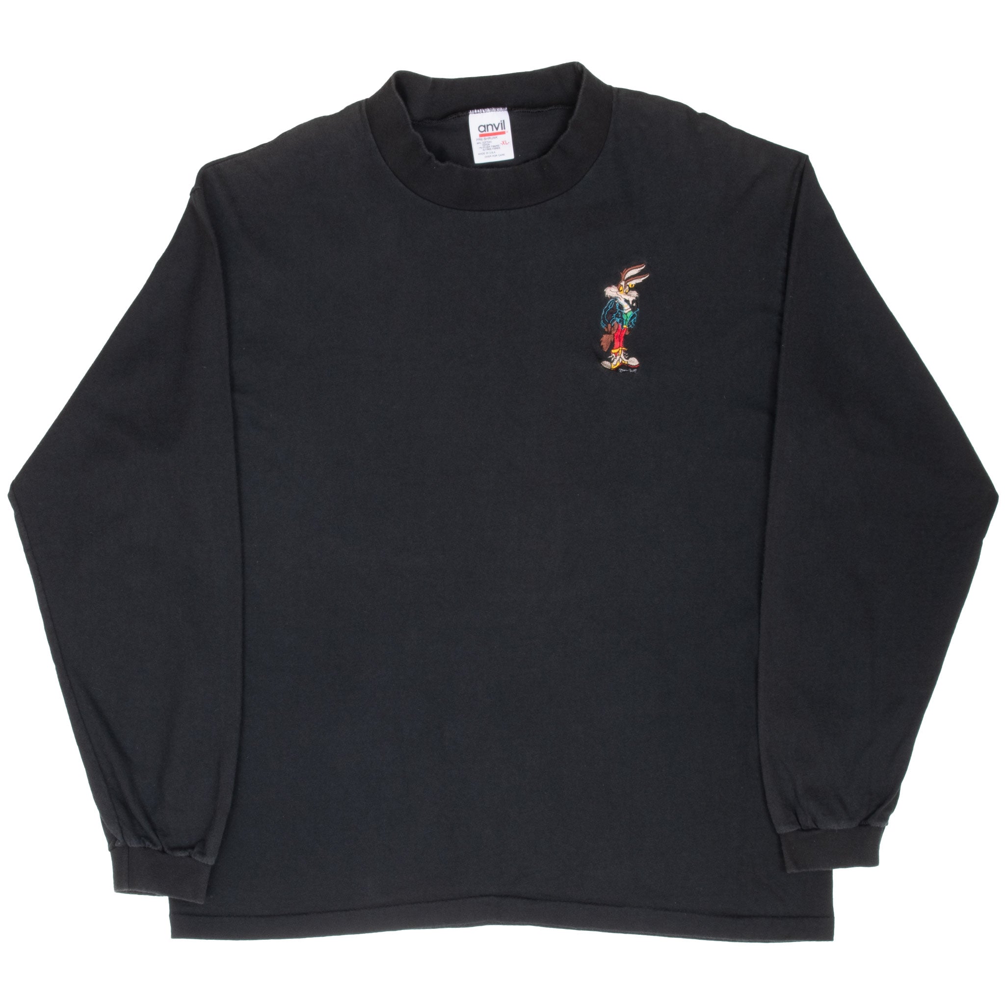 Vintage Looney Tunes Wile E Coyote Long Sleeve Tee Shirt 1993 Size Large Made In USA With Single Stitch Sleeves