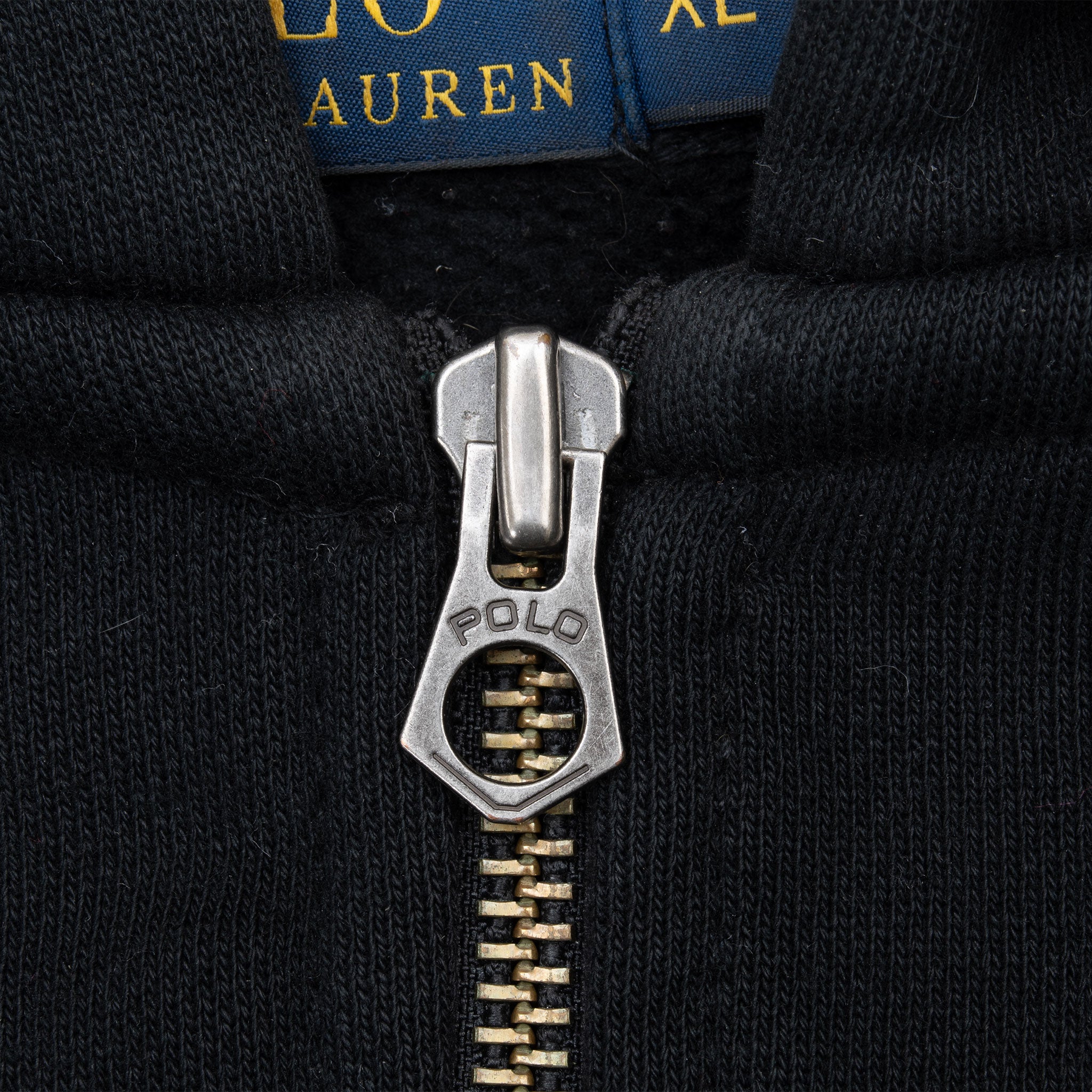 Vintage Ralph Lauren Full Zip Classic Black Hoodie Sweatshirt Size XL