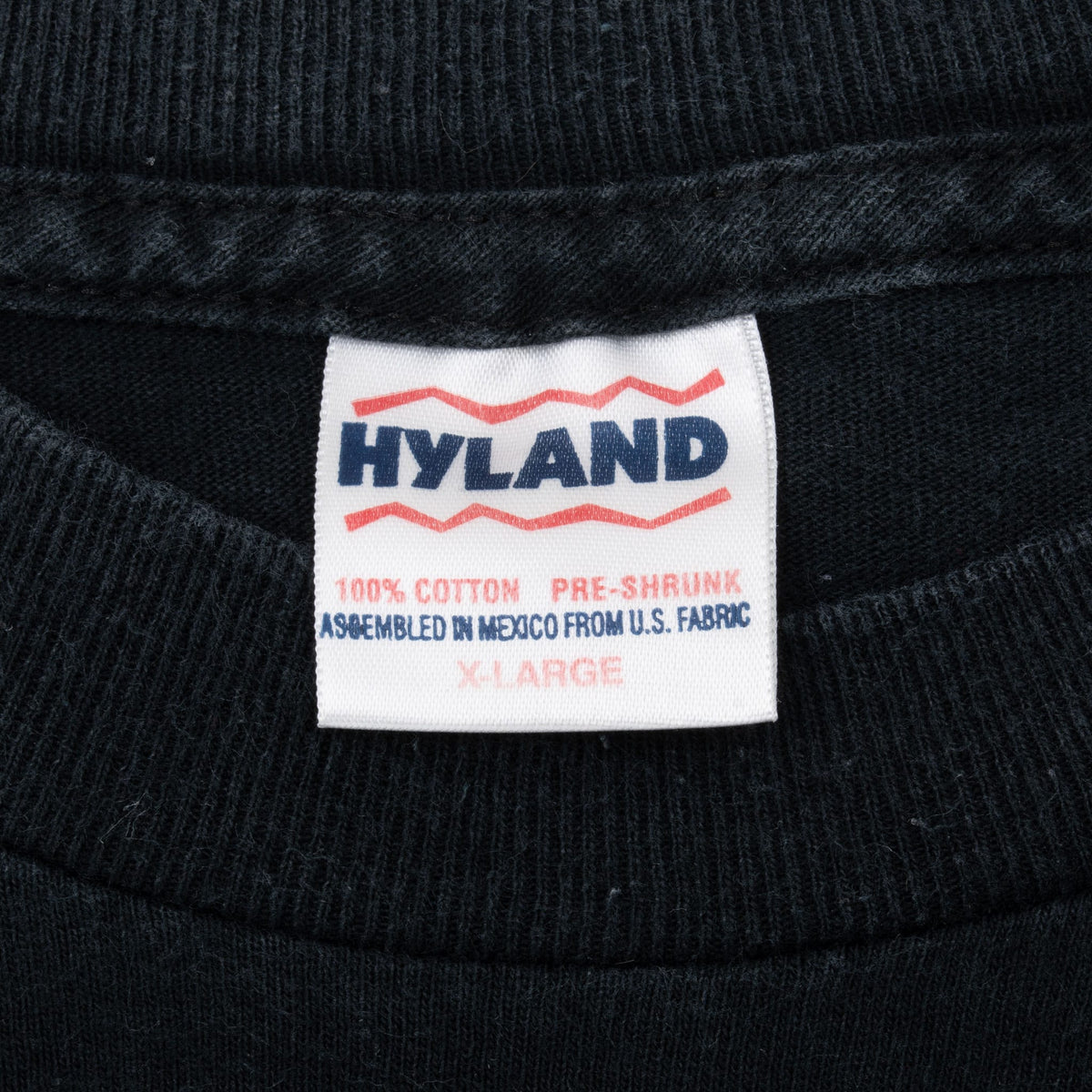 Hyland XL neck label inside black South Park T-shirt