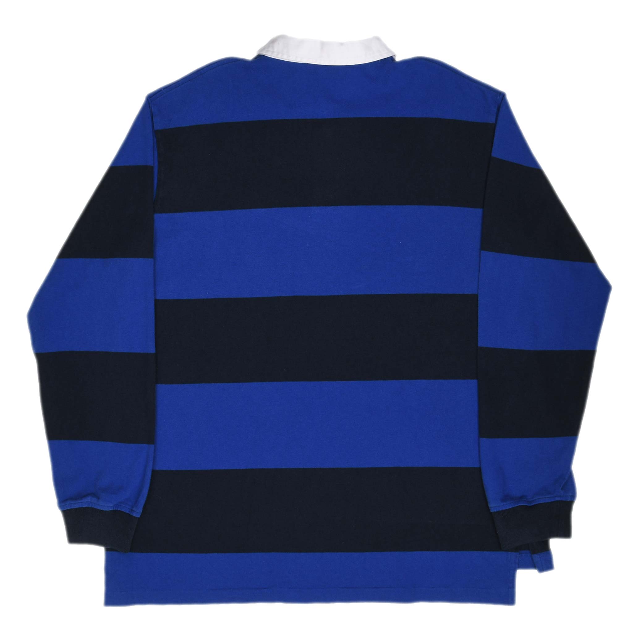 Vintage Ralph Lauren Blue And Black Rugby Polo Shirt 1990S Size XL