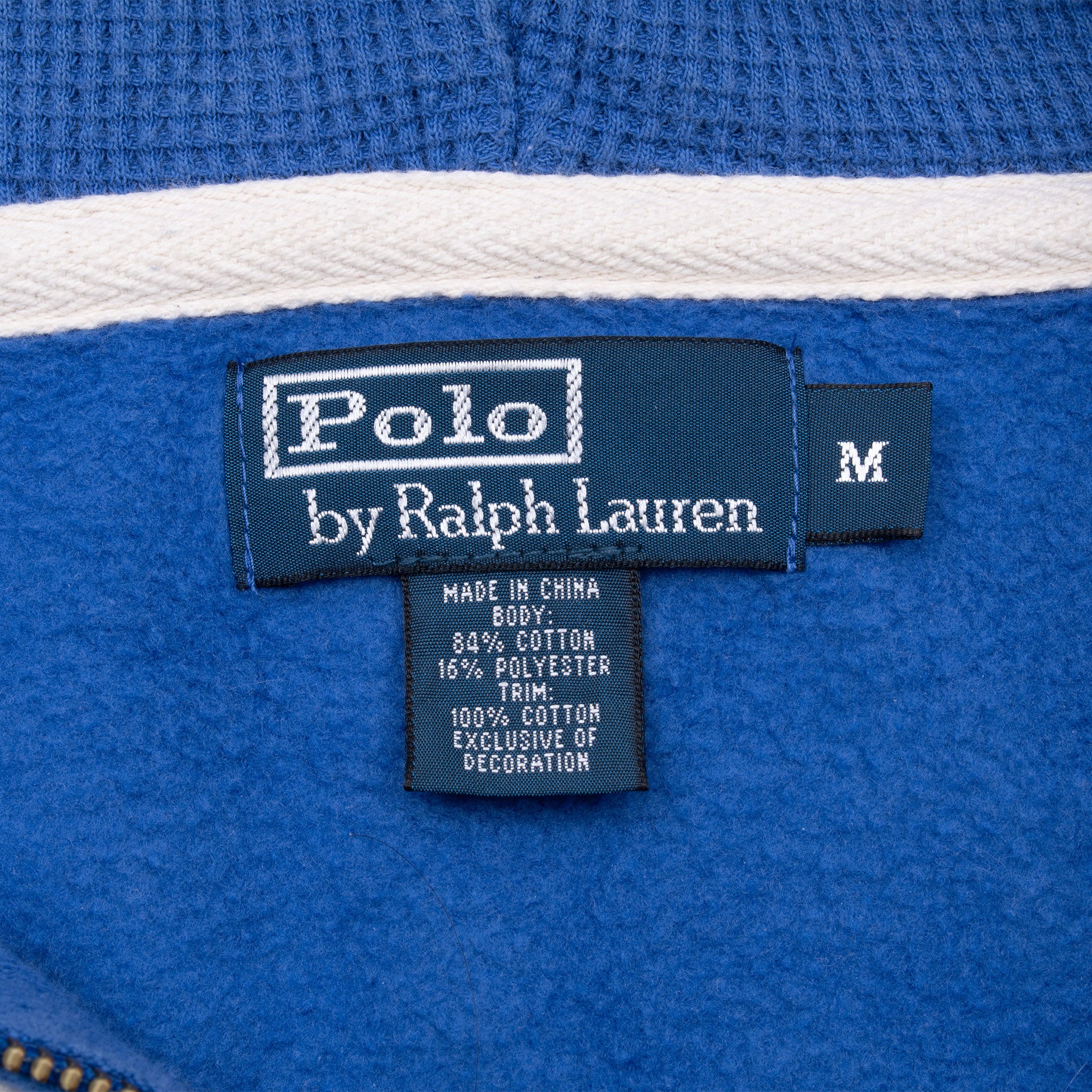 Vintage Ralph Lauren Full Zip Blue Hoodie Sweatshirt 1990S Size Medium