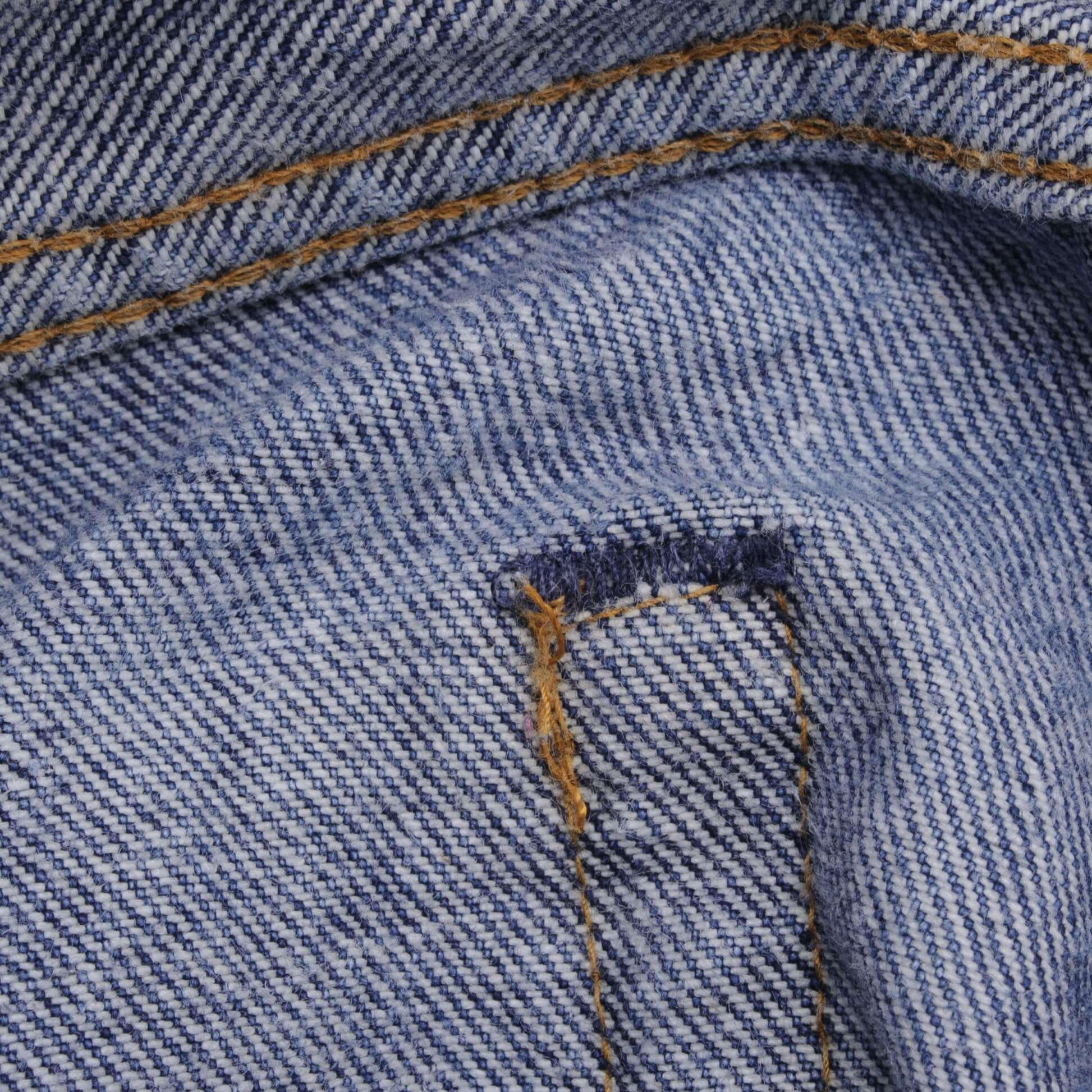 Beautiful Indigo Levis 501 Jeans 1980s Made in USA with Medium Wash With Blue Bar Tacks Size on tag 34X32 Actual Size 33X30 Back Button #558