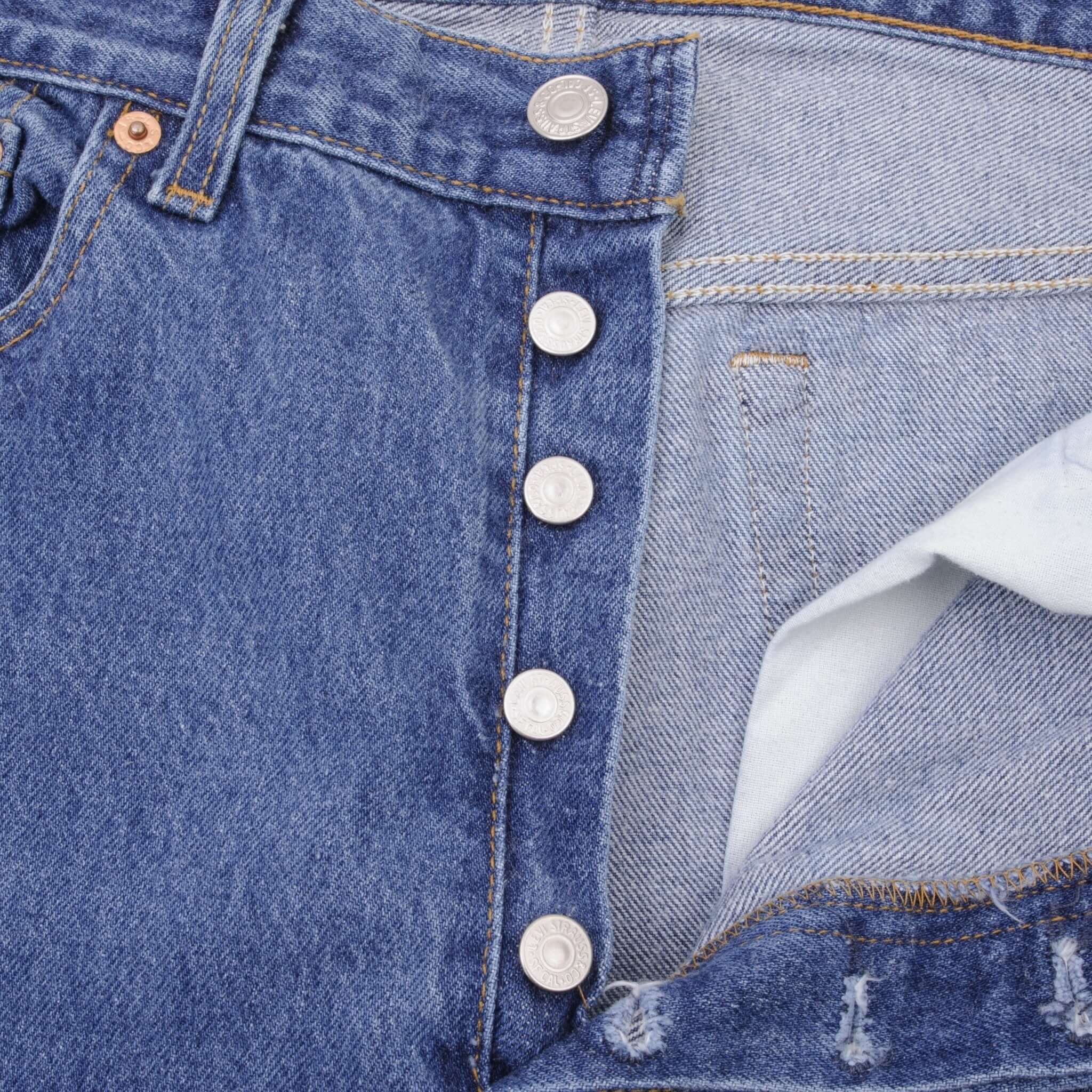 Beautiful Indigo Levis 501 Jeans 1980s Made in USA with Medium Wash Size on tag 34X32 Actual Size 33X31 Back Button #532